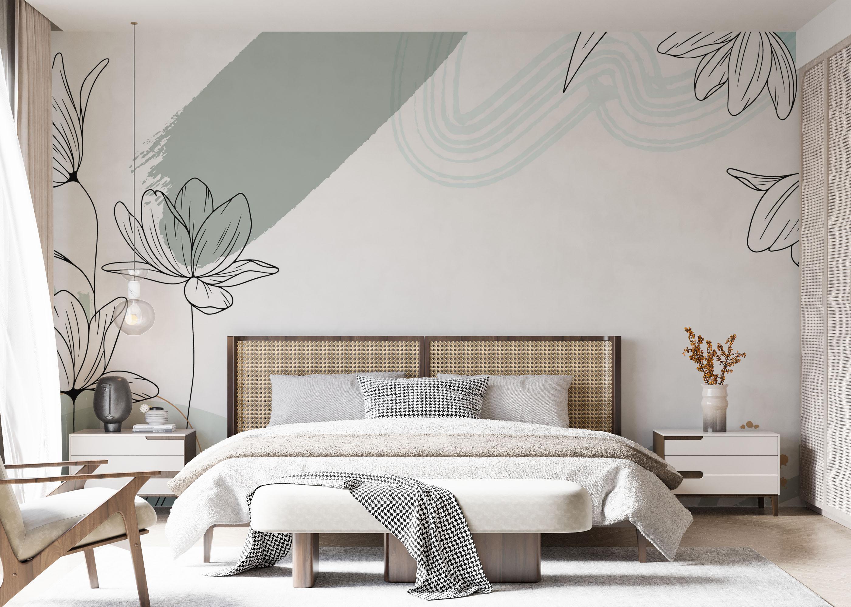 Fototapete Green Flower Wall mockup 7