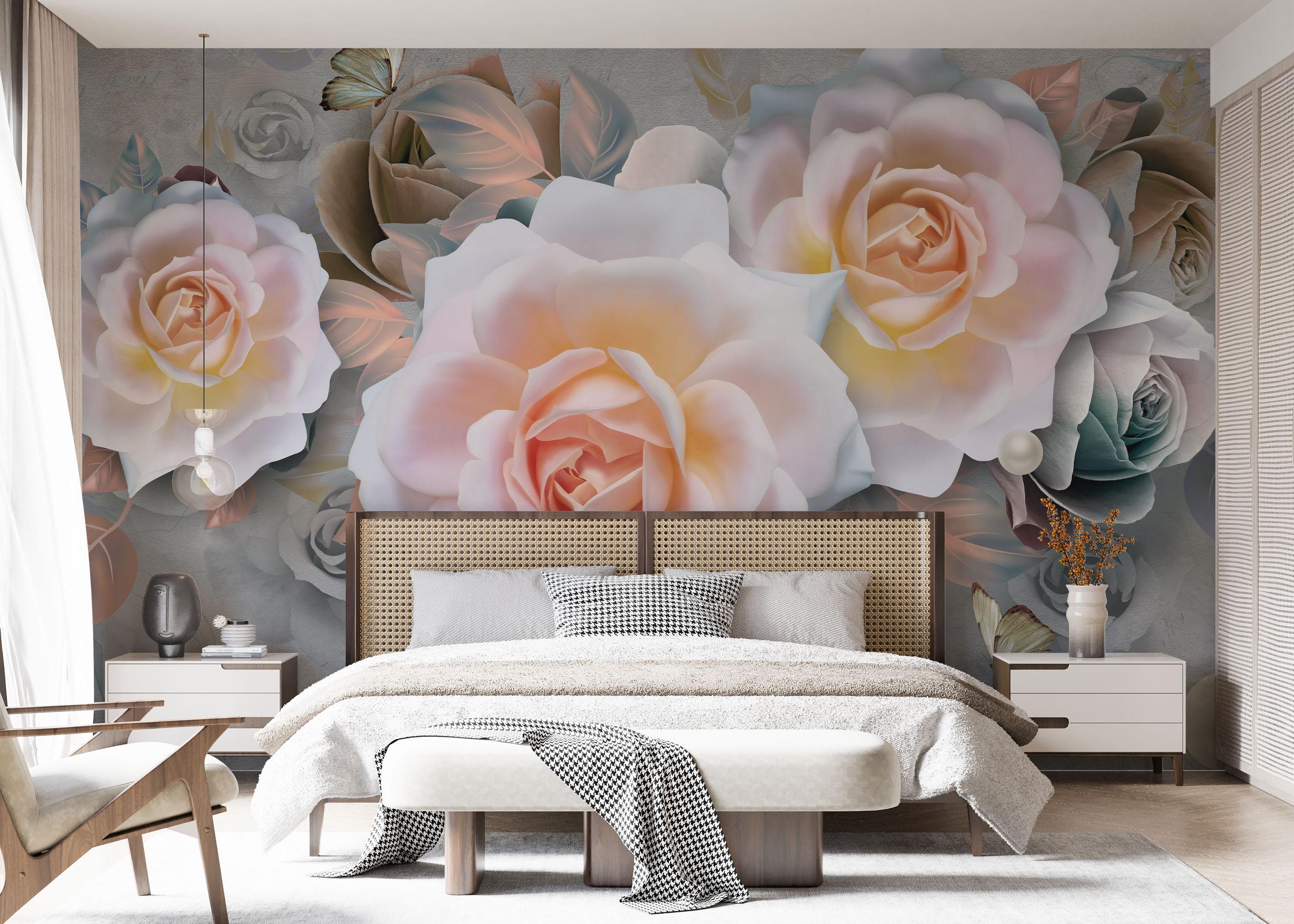 Fototapete Marzipan Rose mockup 7