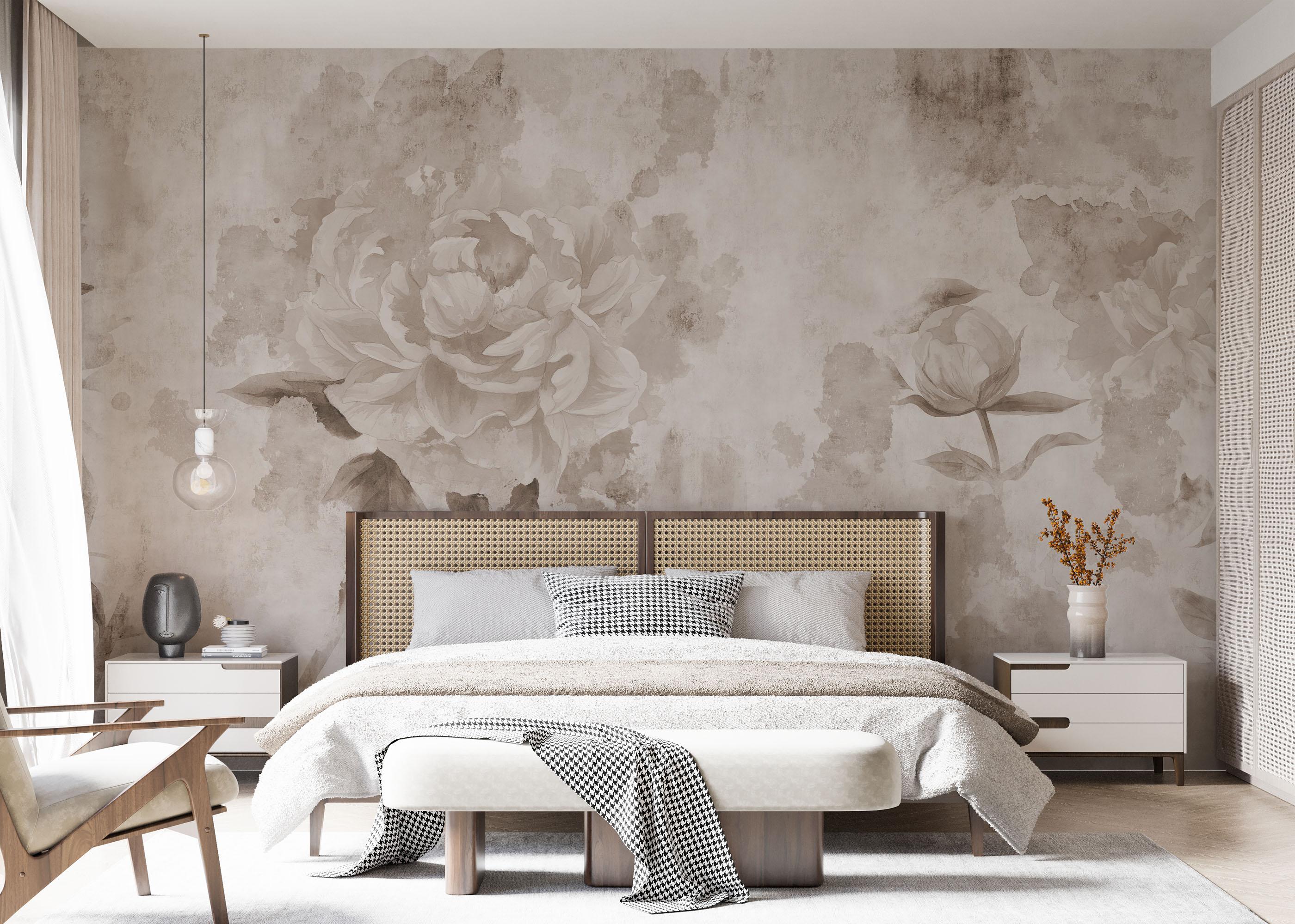 Fototapete Vintage Peonies mockup 7