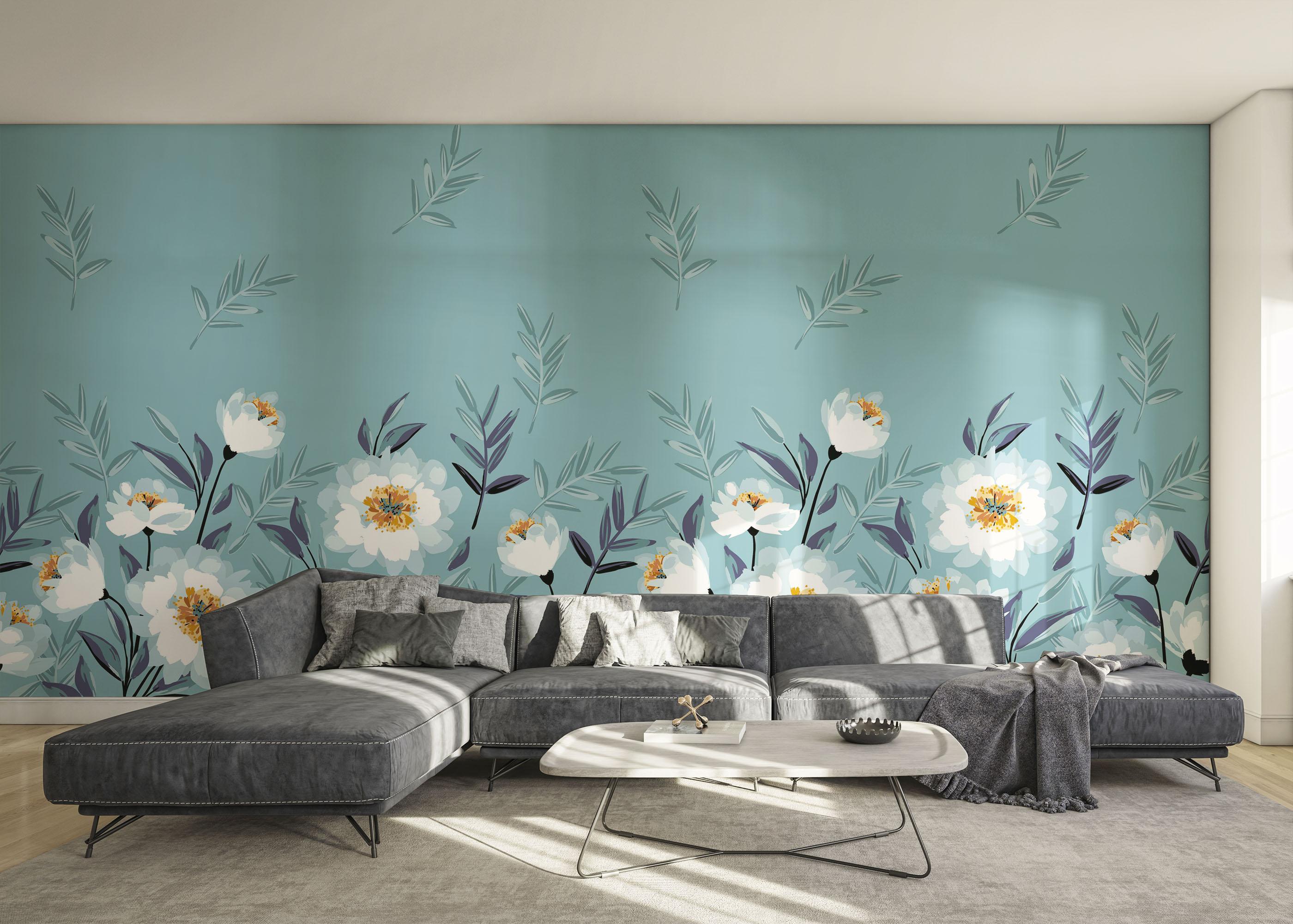 Fototapete Baby Blue Flower mockup 0