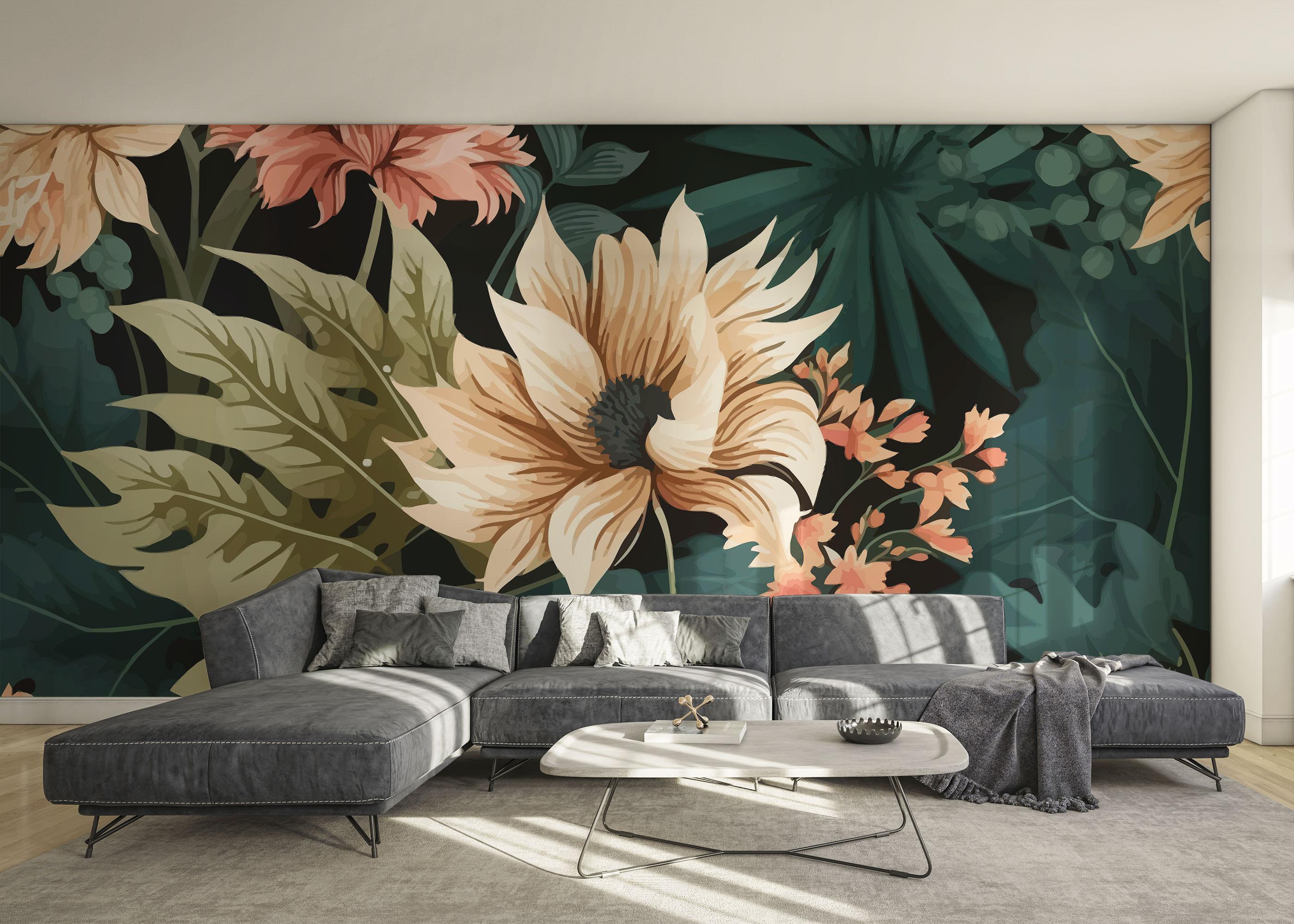 Fototapete Beautiful Cream Flower mockup 0