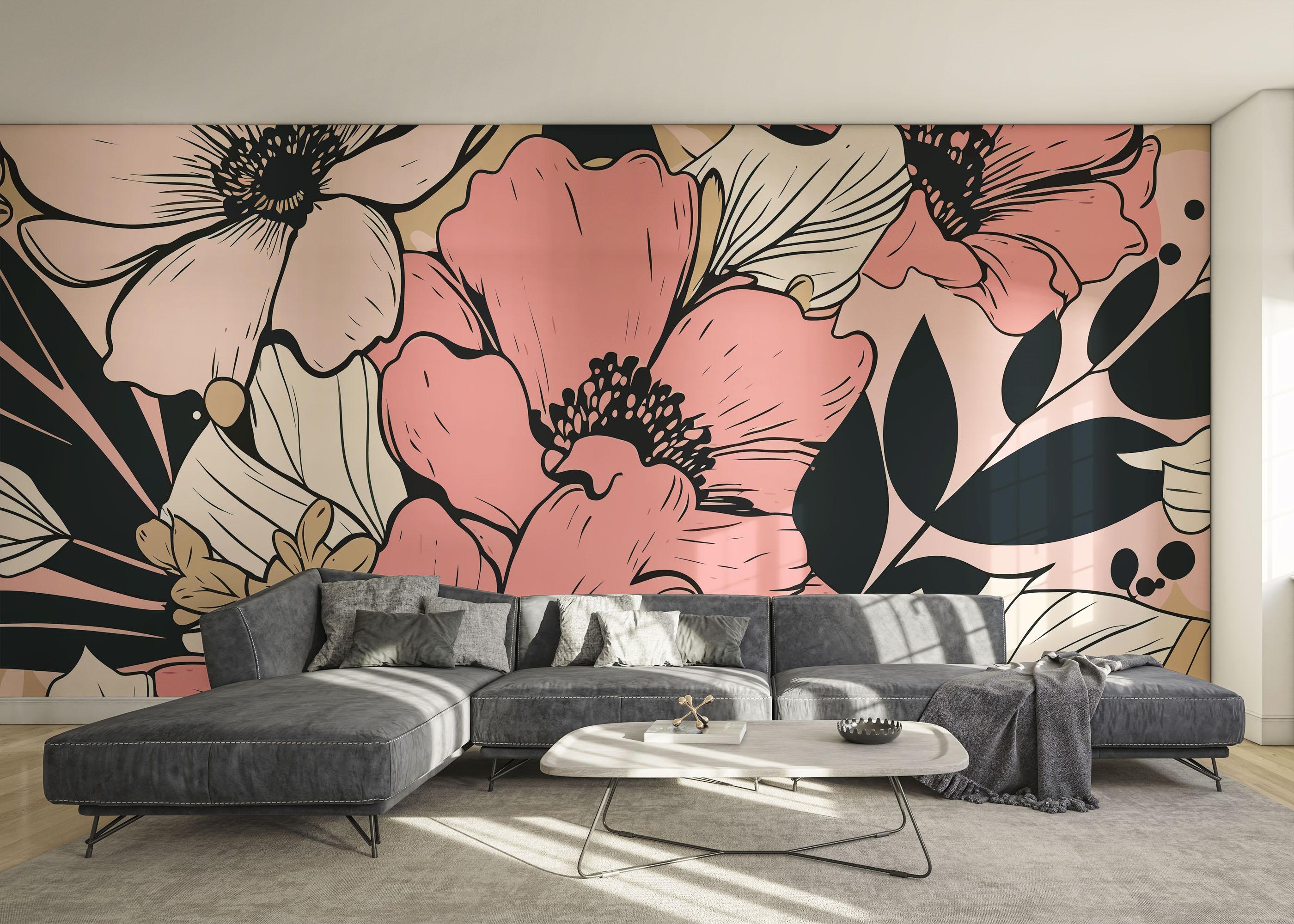 Fototapete Close Pink Flower mockup 0