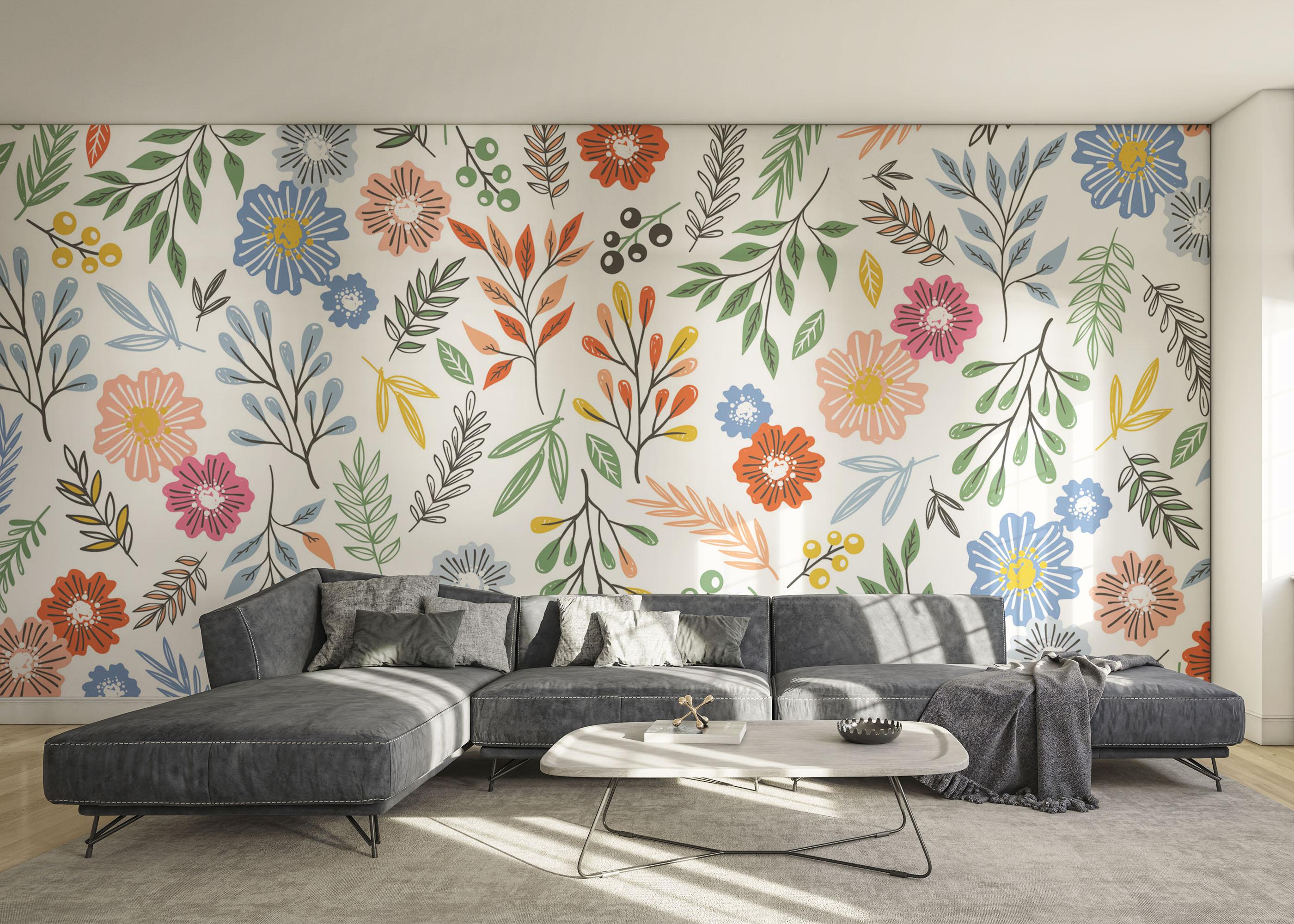 Fototapete Colored Flower Pattern mockup 0