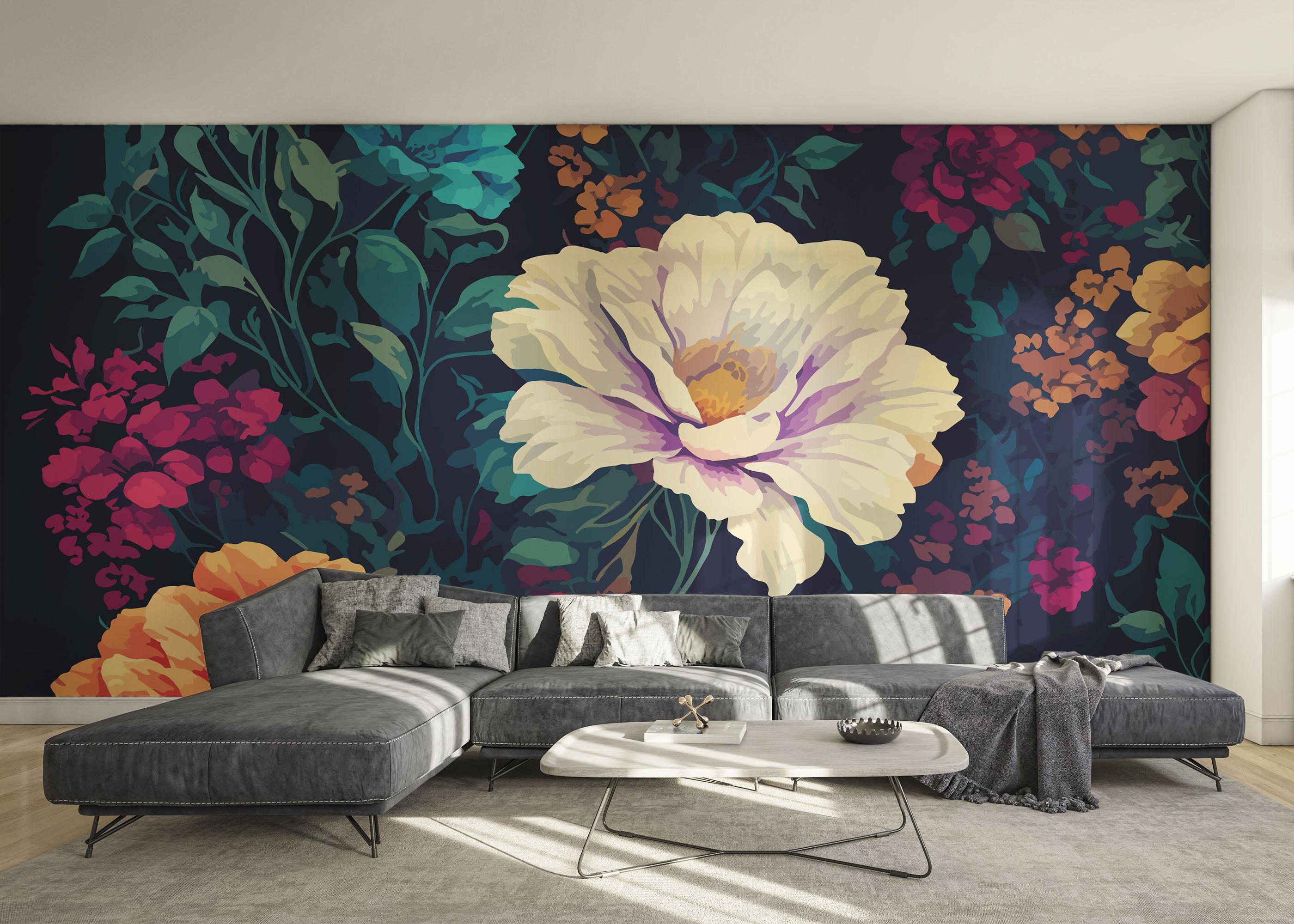 Fototapete Colorful Flowers Art mockup 0