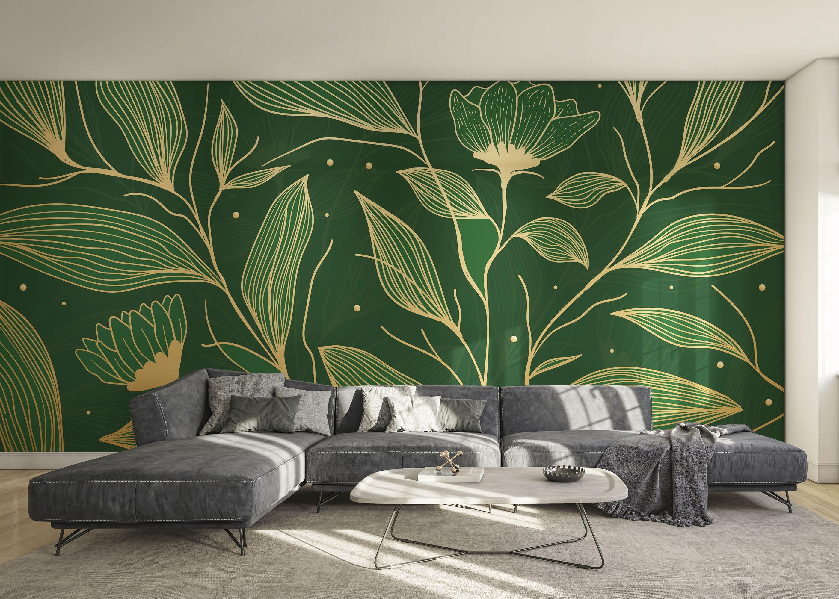 Fototapete Cream Gold Green mockup 0