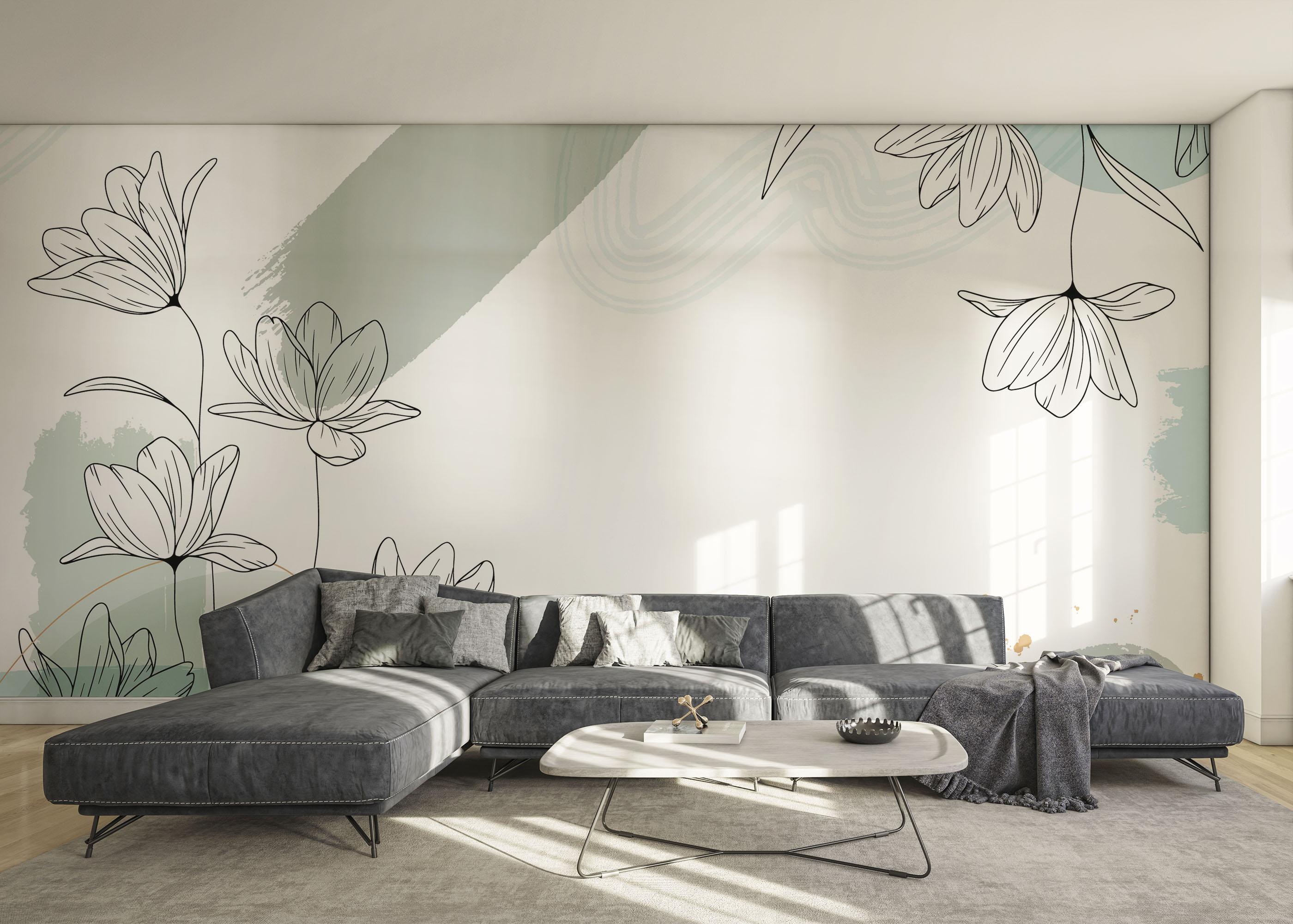 Fototapete Green Flower Wall mockup 0