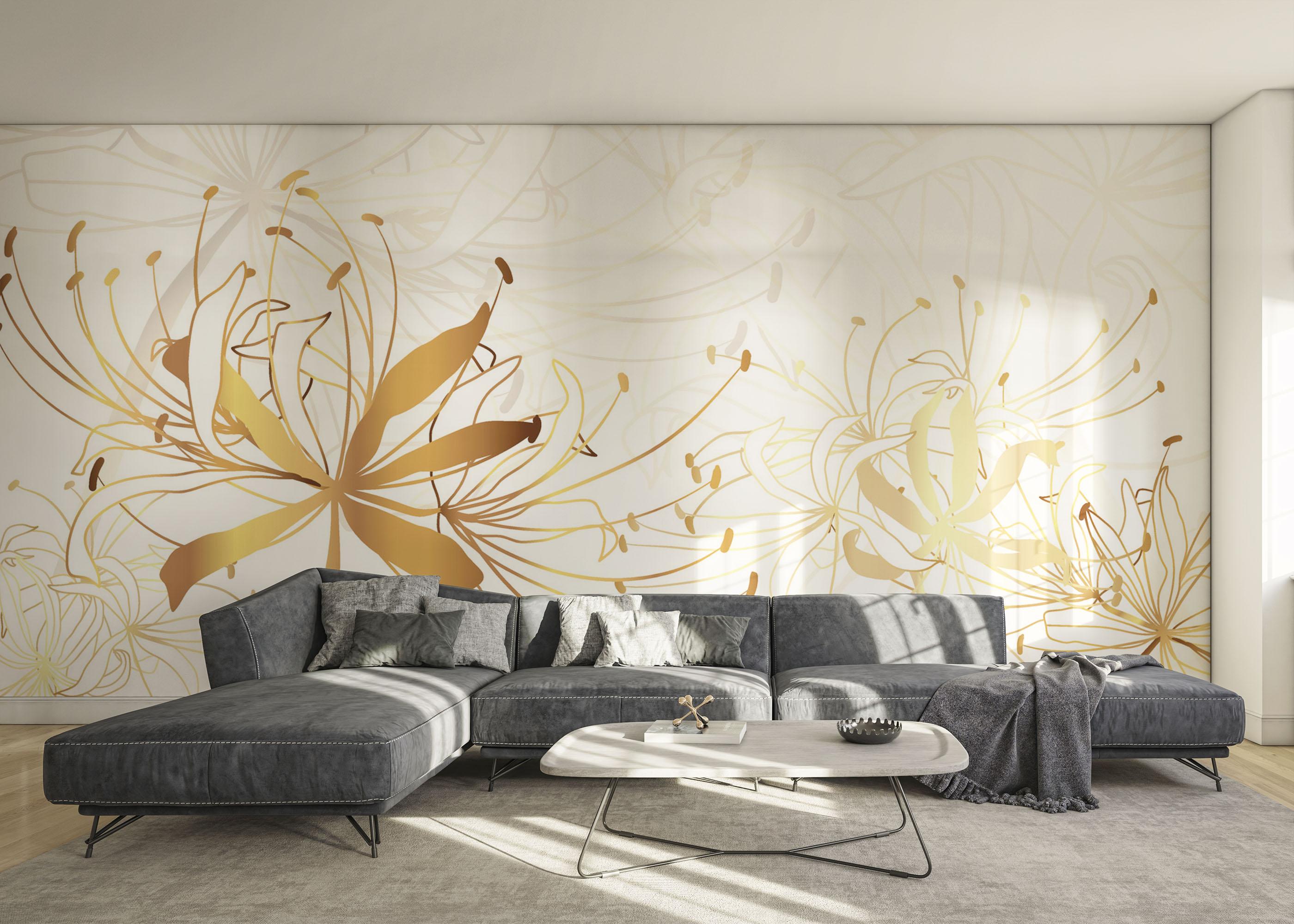 Fototapete Luxury Gold Floral mockup 0