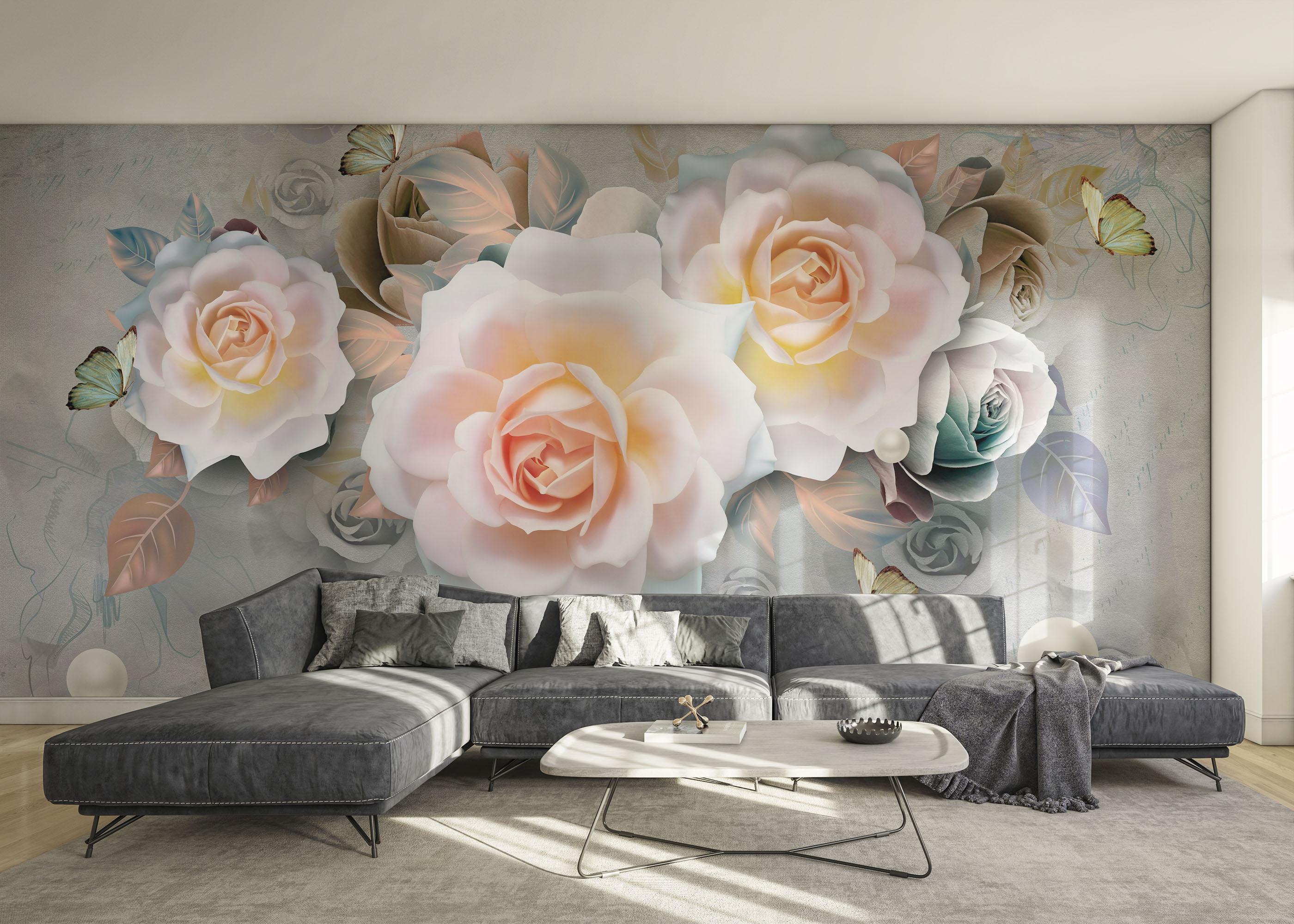 Fototapete Marzipan Rose mockup 0