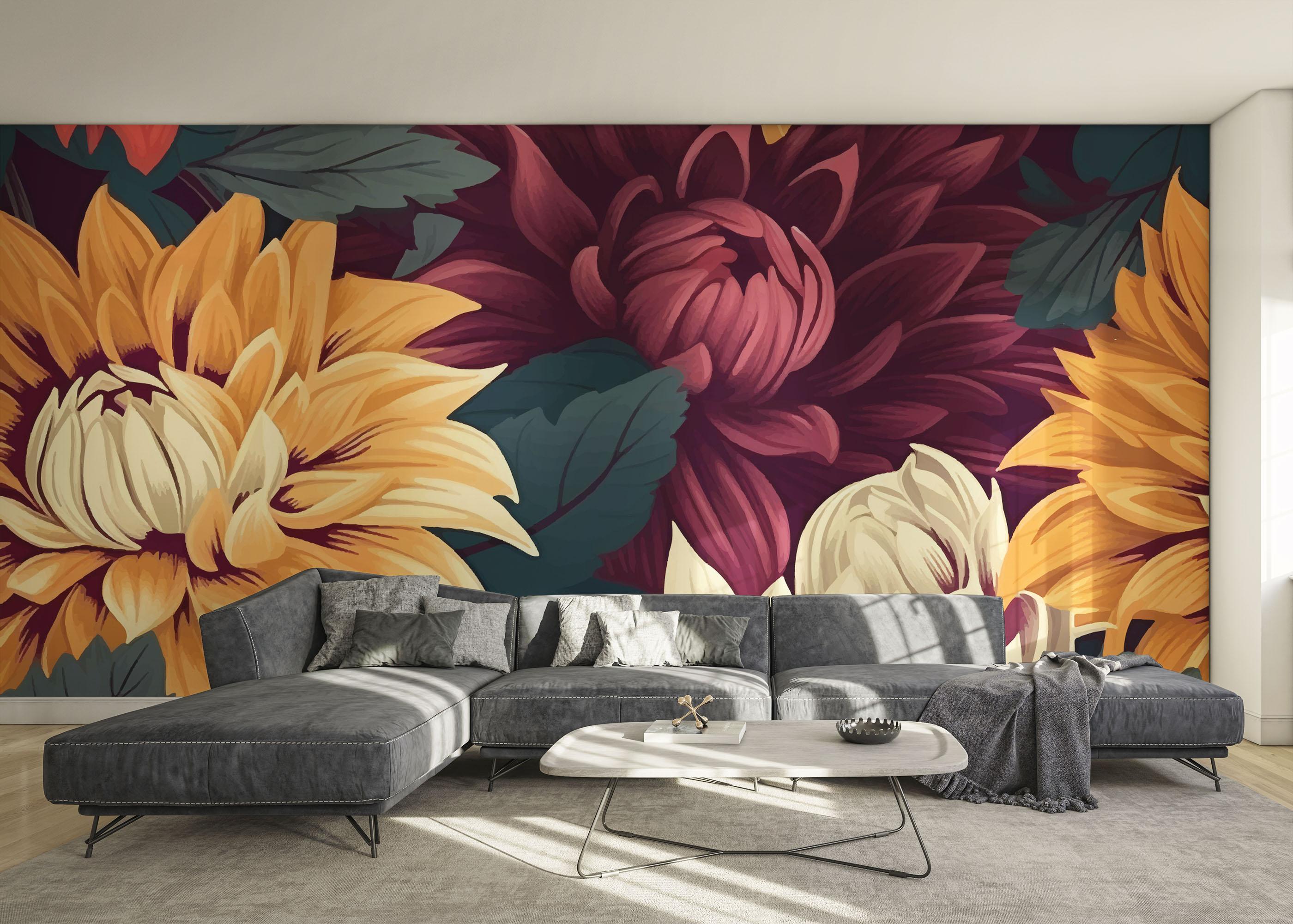 Fototapete Yellow Cream Flower mockup 0