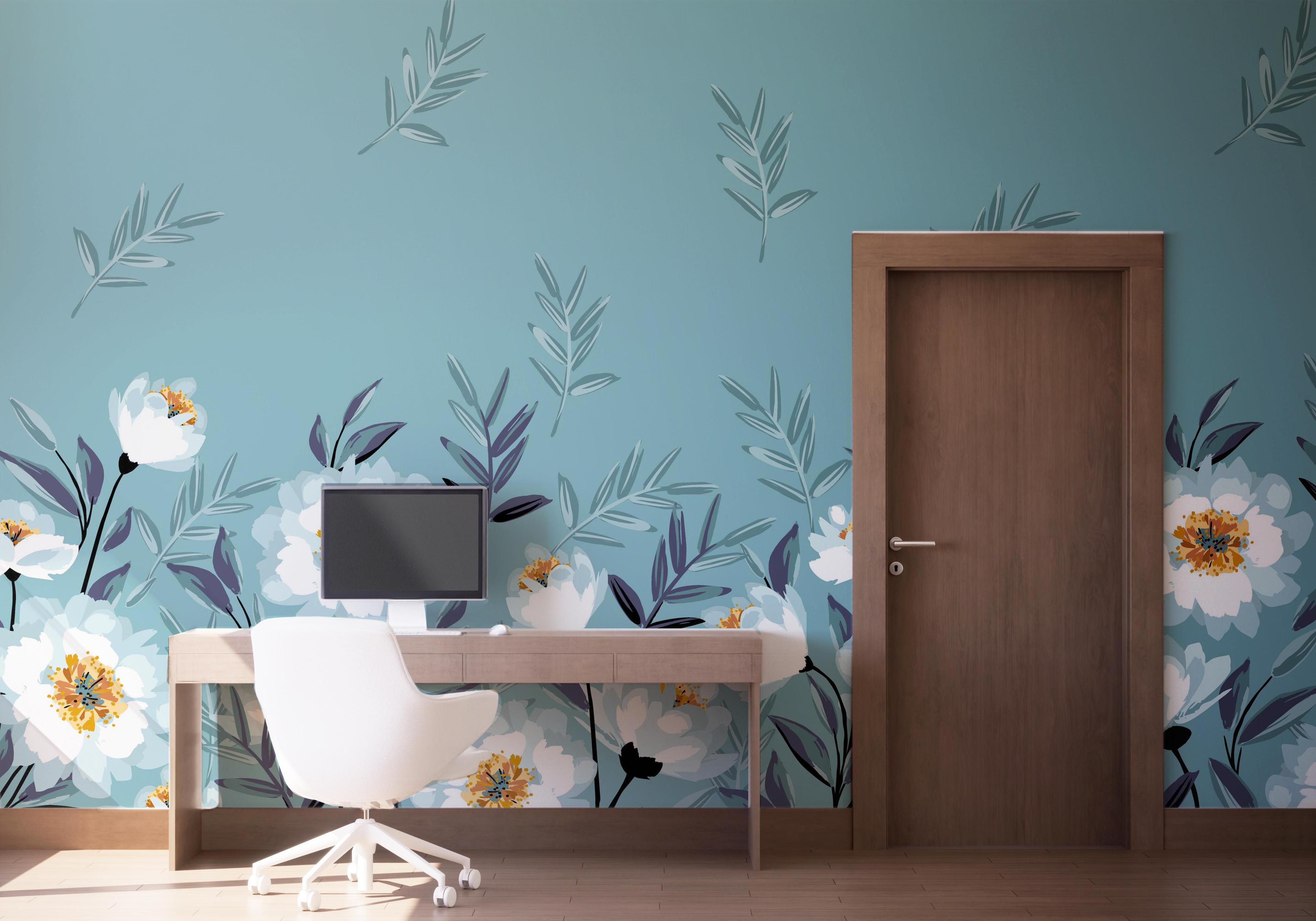 Fototapete Baby Blue Flower mockup 1