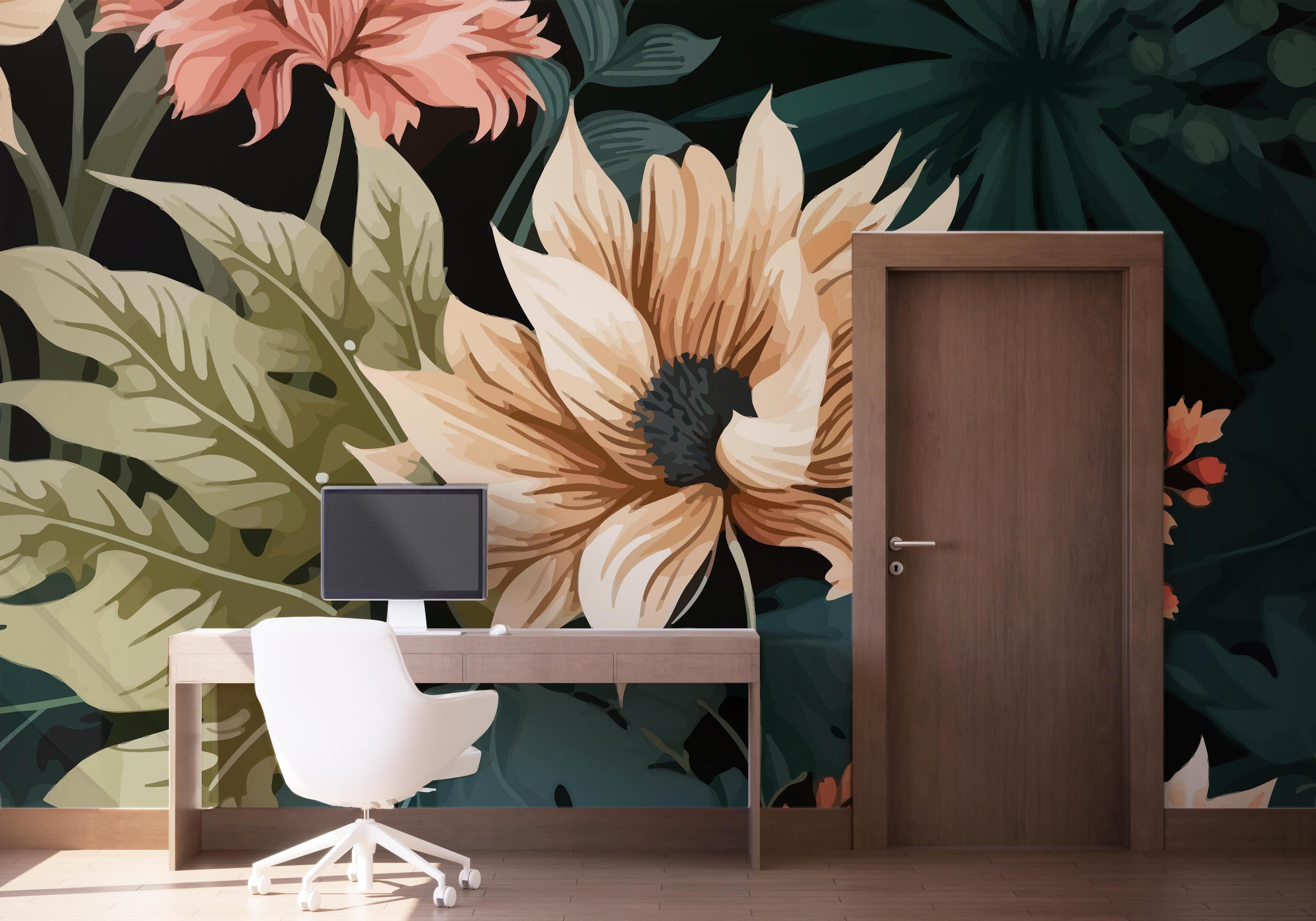 Fototapete Beautiful Cream Flower mockup 1