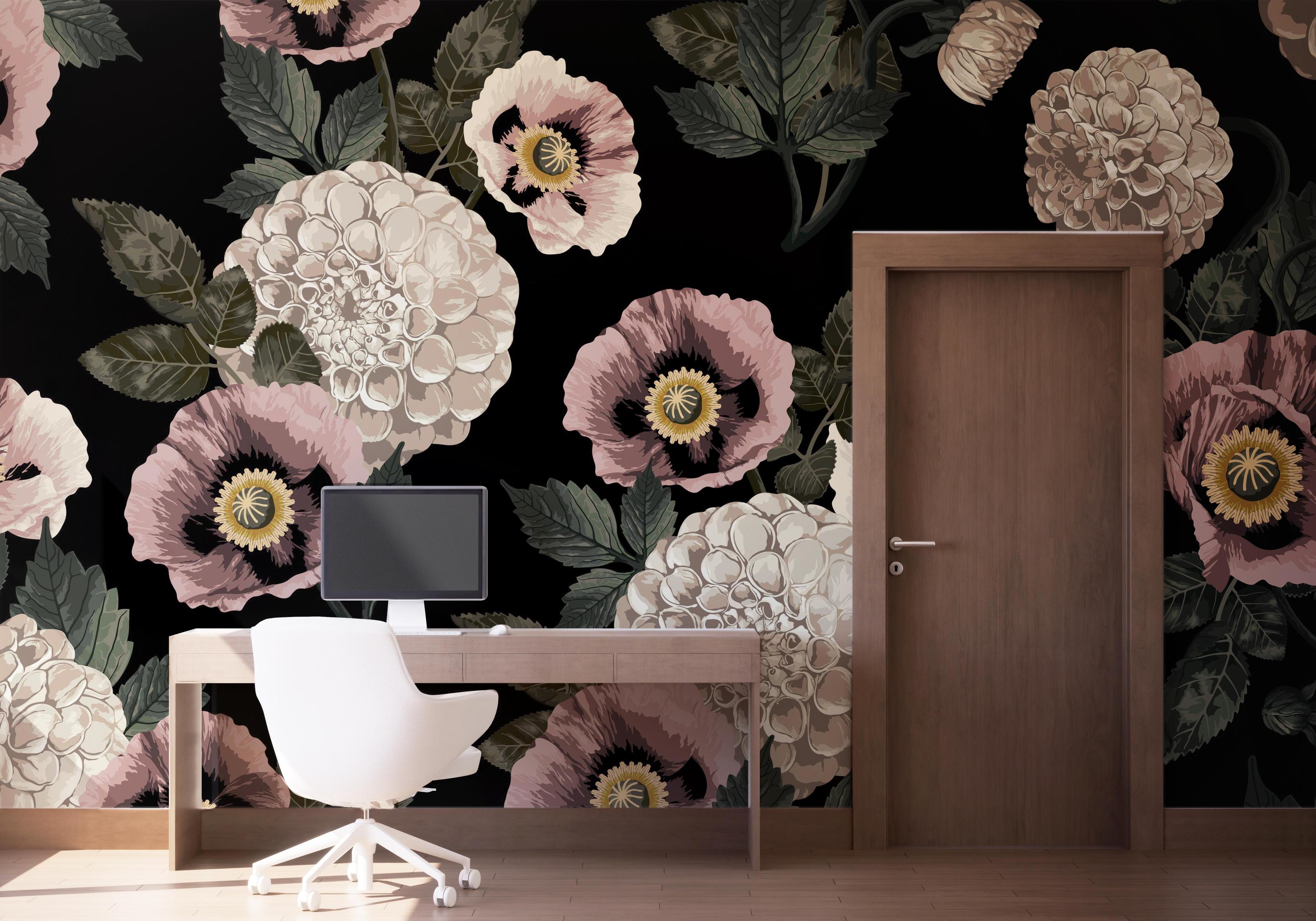 Fototapete Black Pink Poppy mockup 1