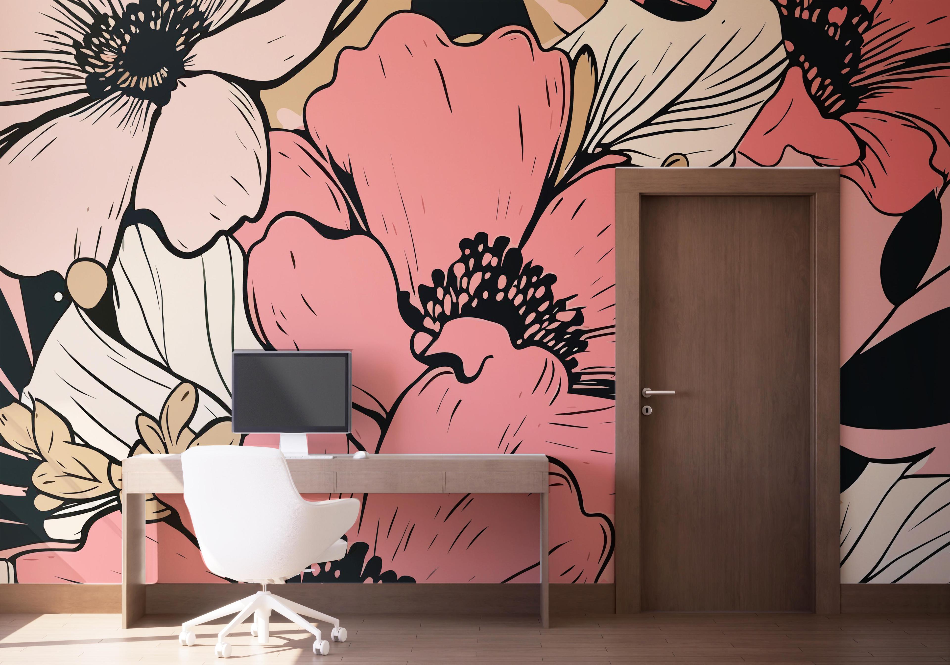 Fototapete Close Pink Flower mockup 1