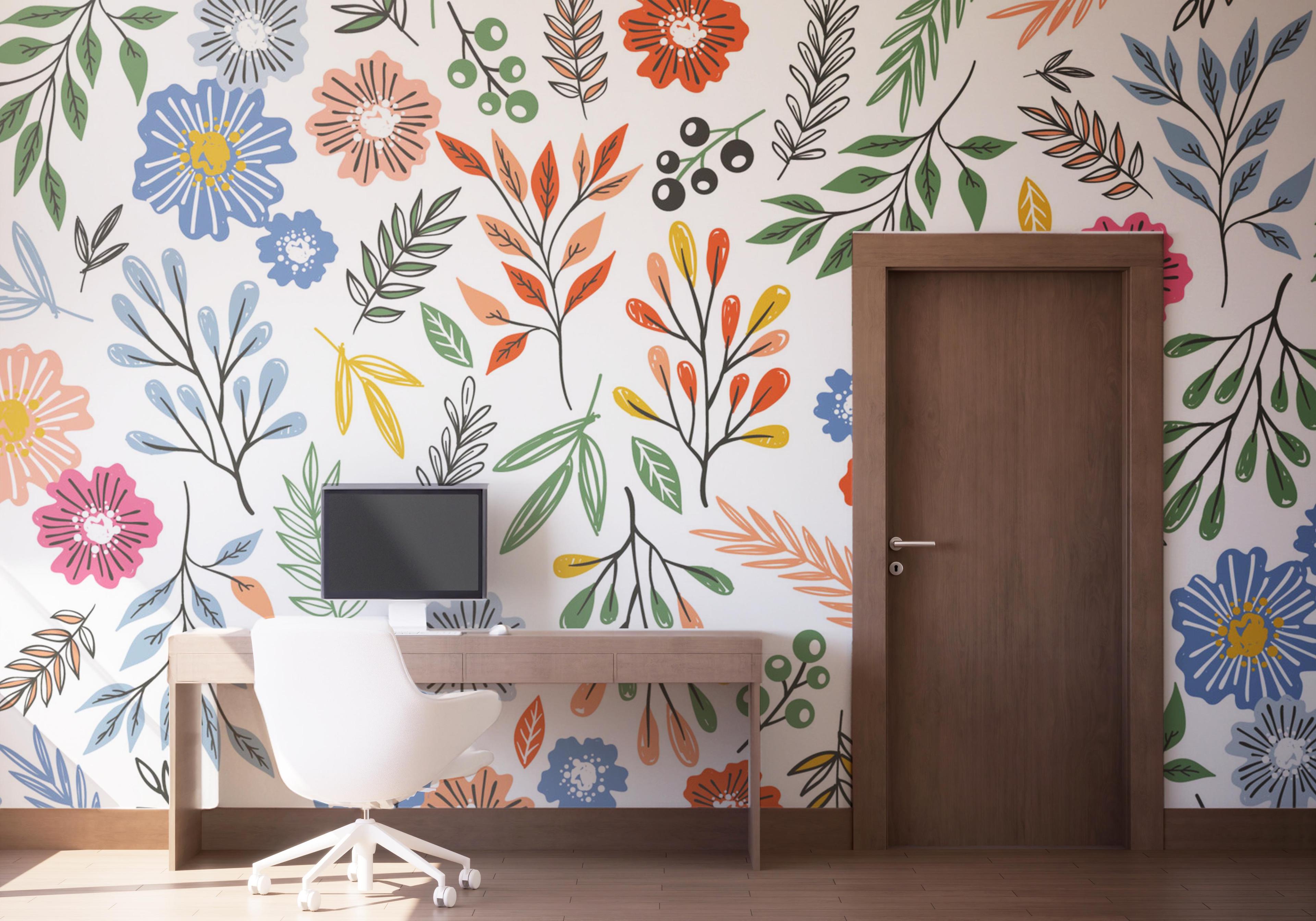 Fototapete Colored Flower Pattern mockup 1