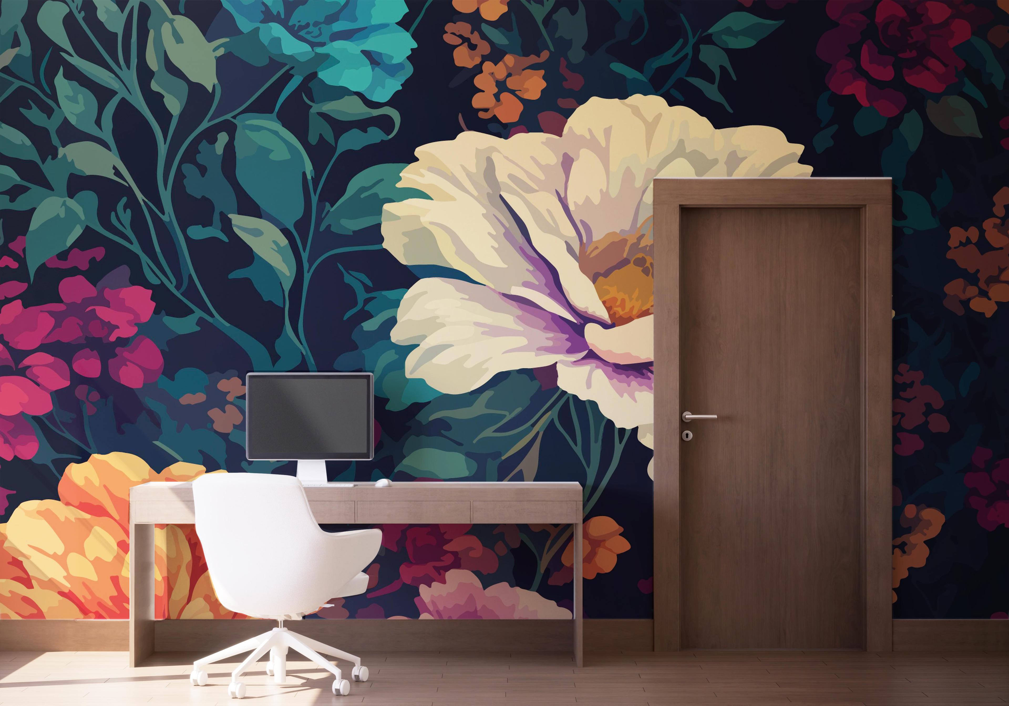 Fototapete Colorful Flowers Art mockup 1