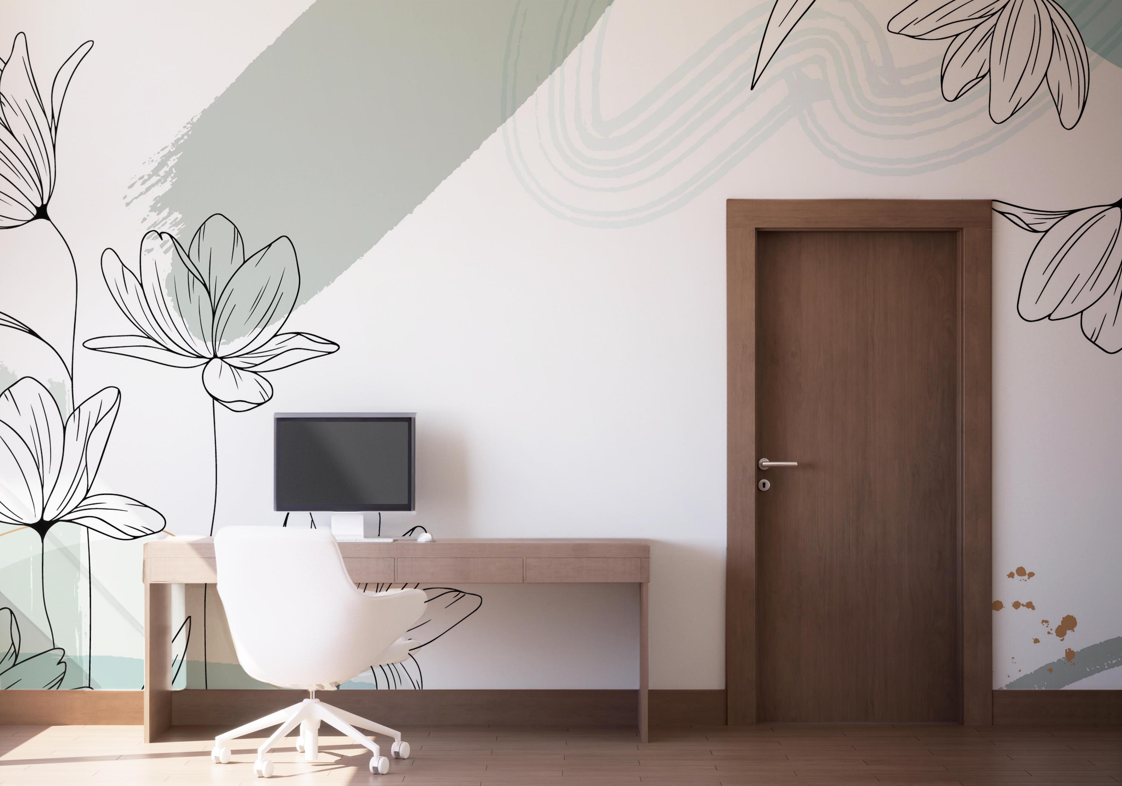 Fototapete Green Flower Wall mockup 1