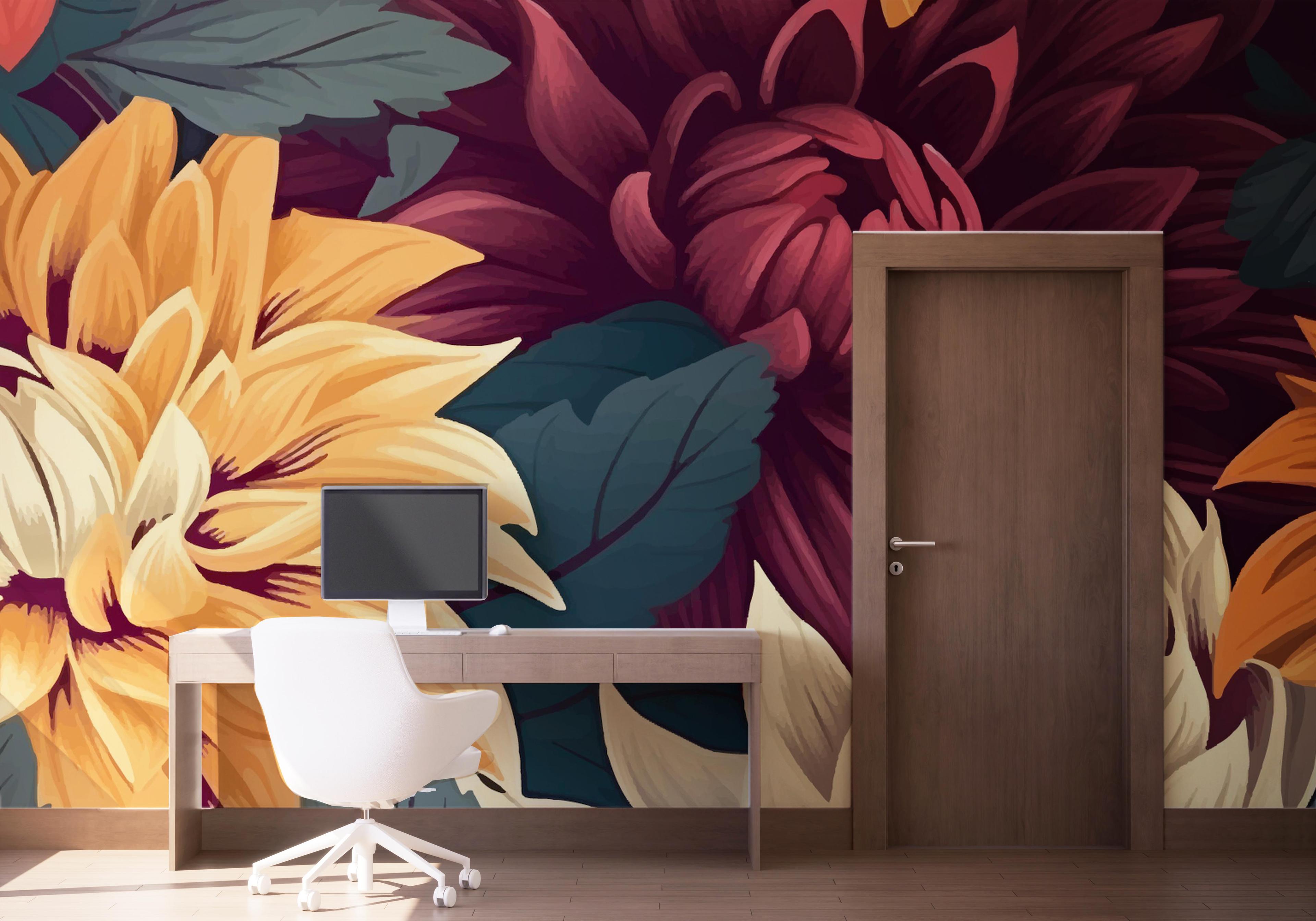 Fototapete Yellow Cream Flower mockup 1