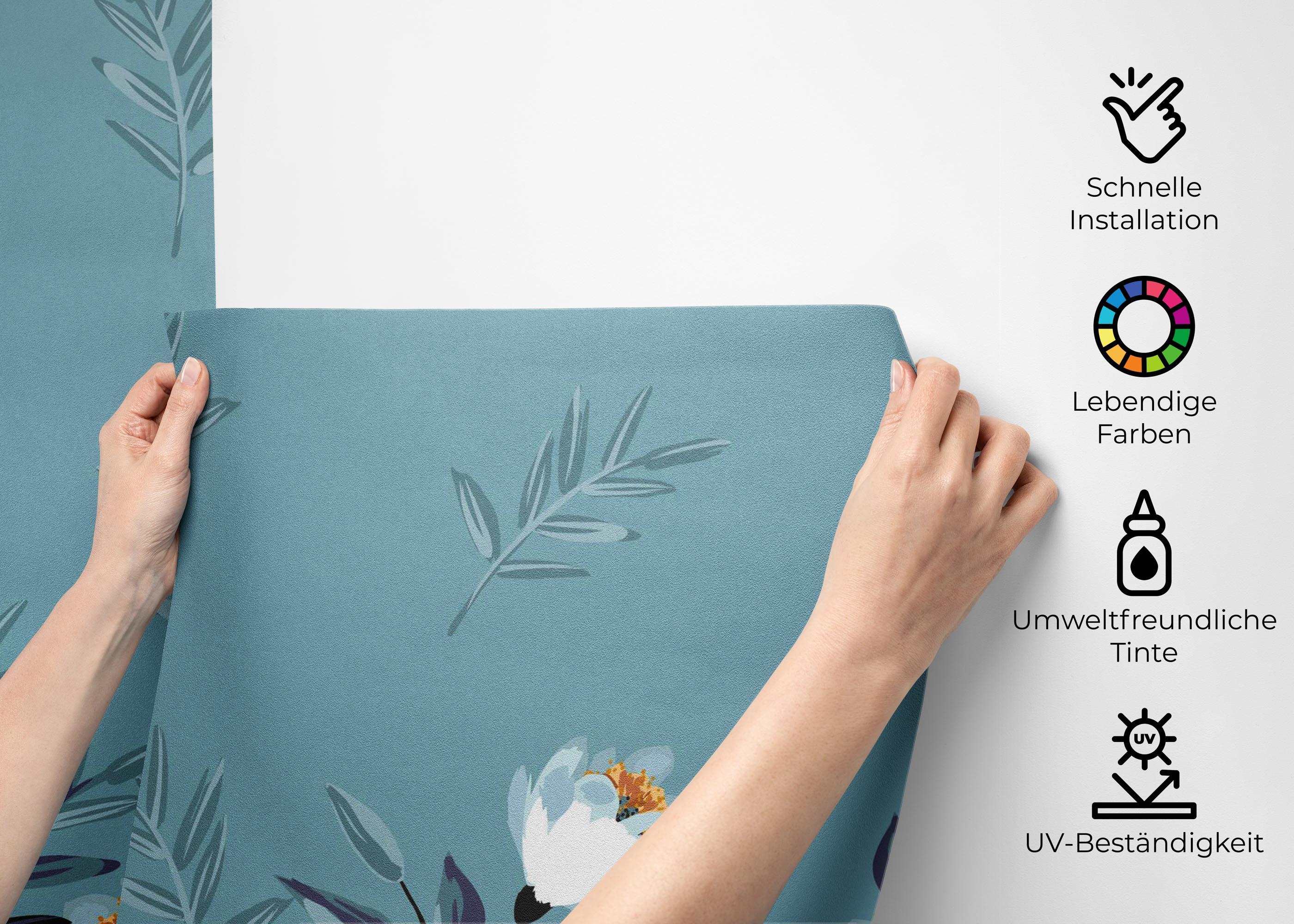 Fototapete Baby Blue Flower mockup 2