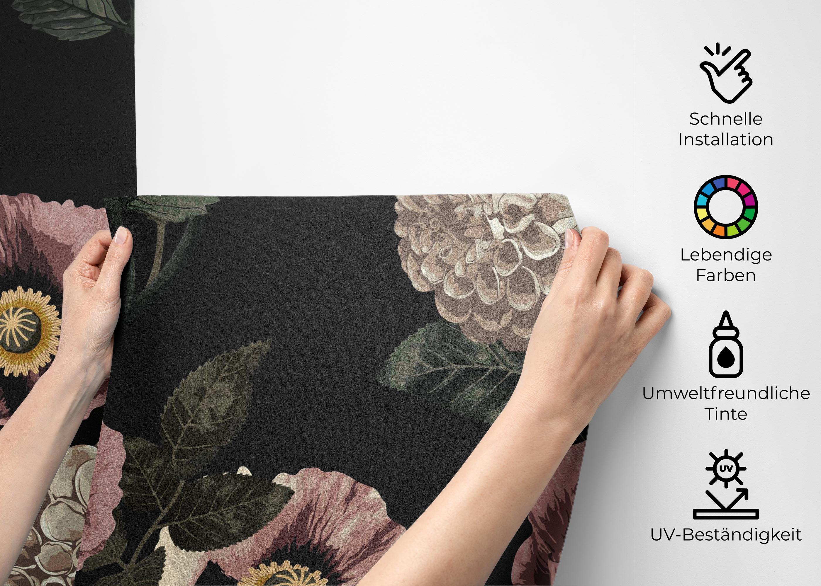 Fototapete Black Pink Poppy mockup 2