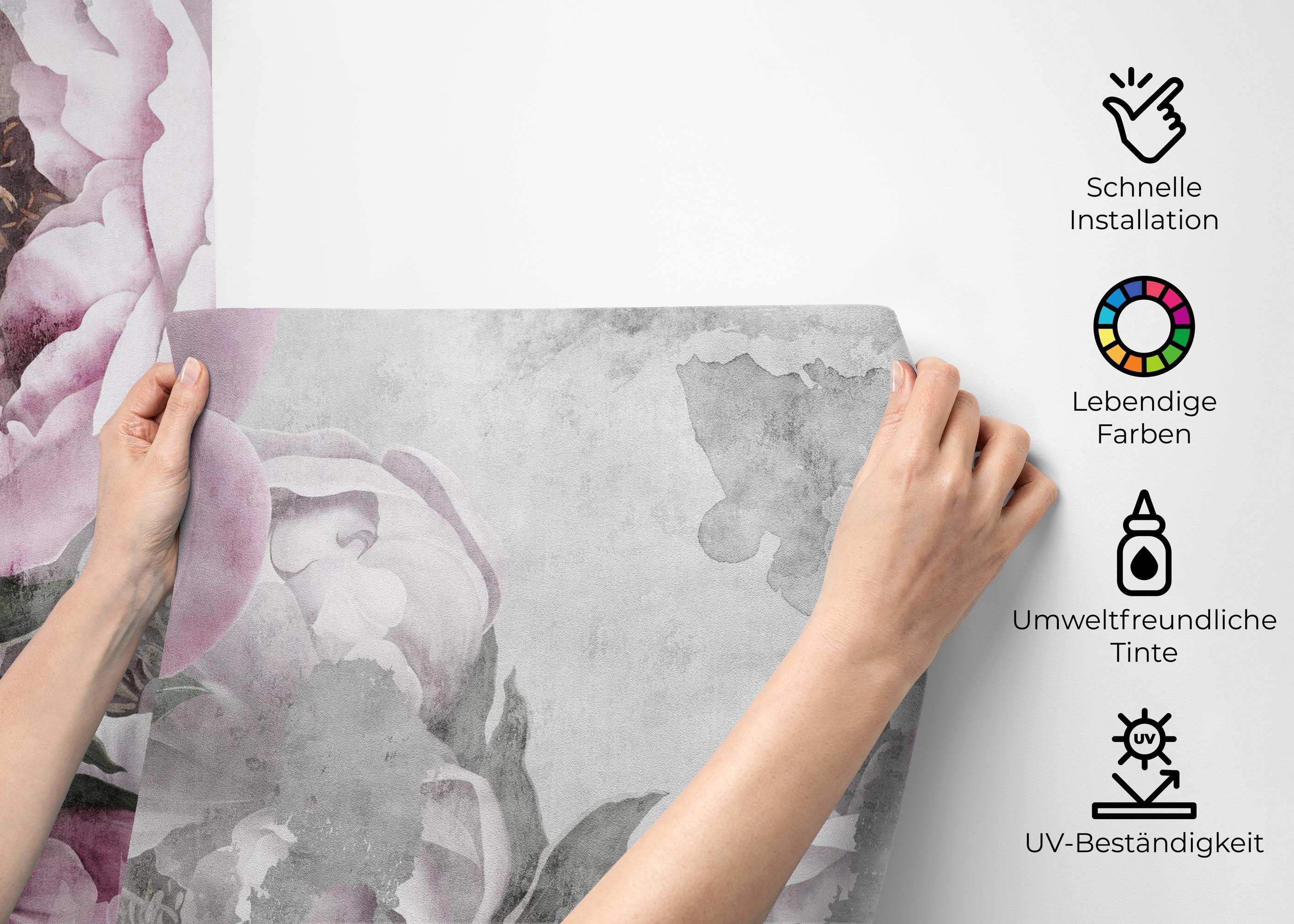 Fototapete Faded Peonies mockup 2