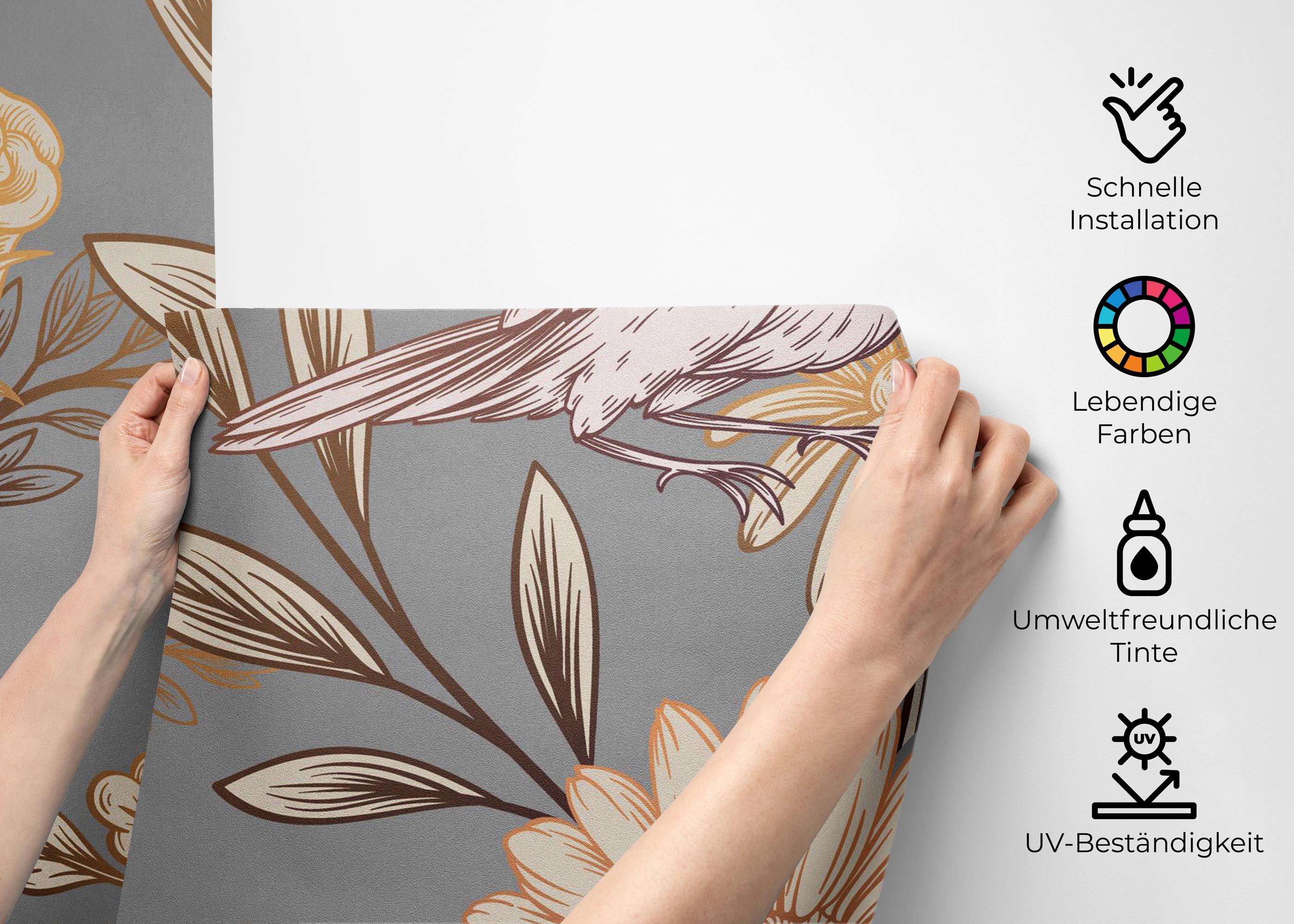 Fototapete Gold Brown Flower mockup 2