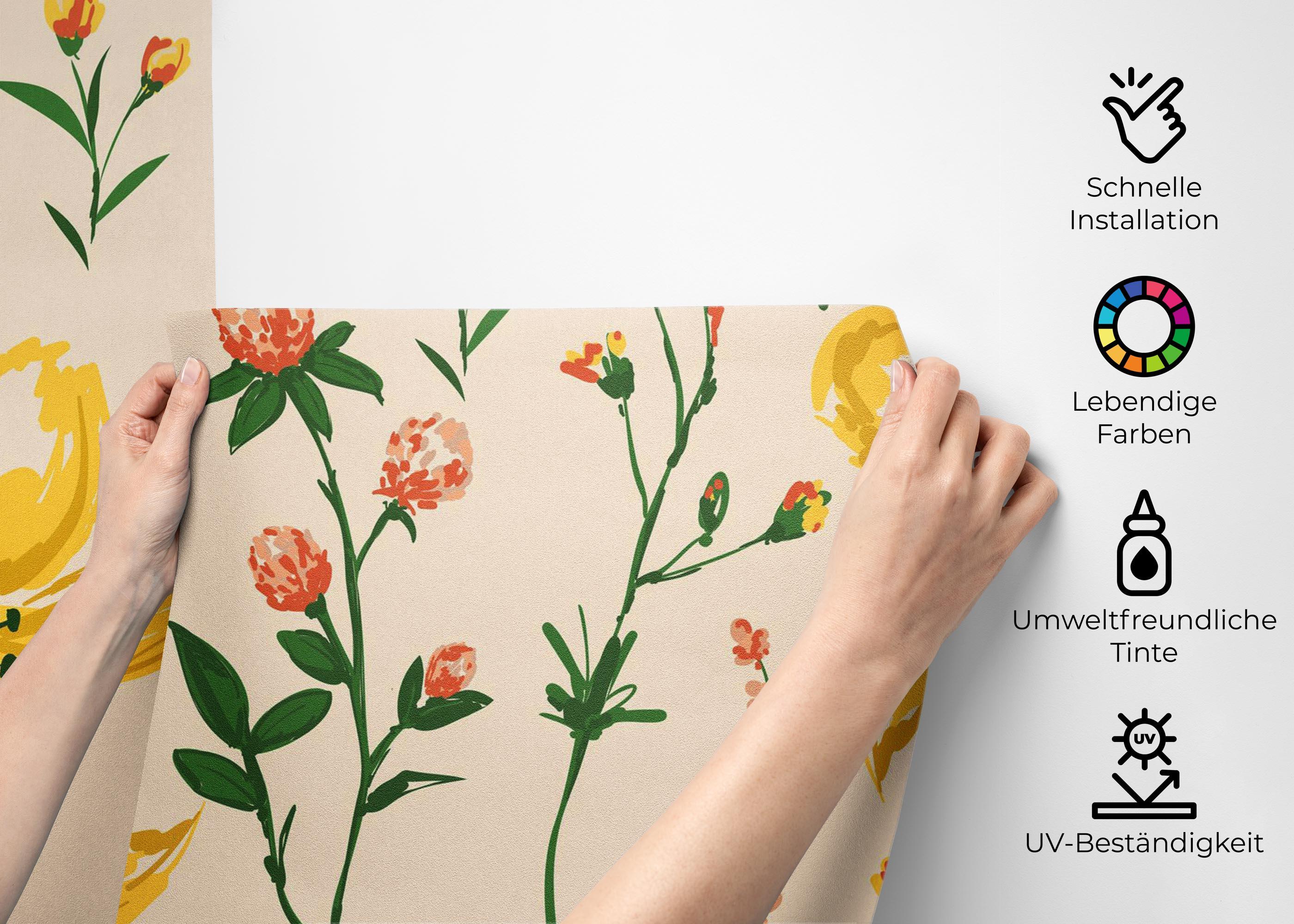 Fototapete Yellow Pink Flower mockup 2