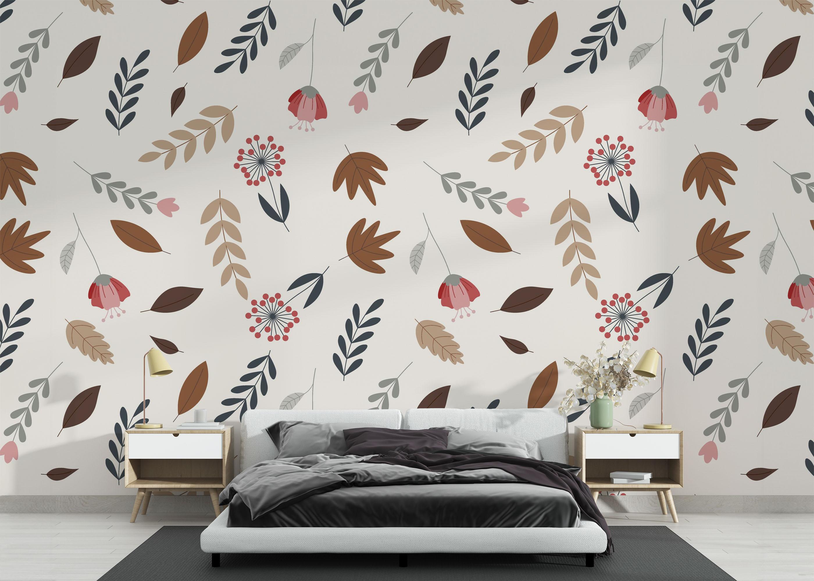 Fototapete Autumn Pattern Plant mockup 3