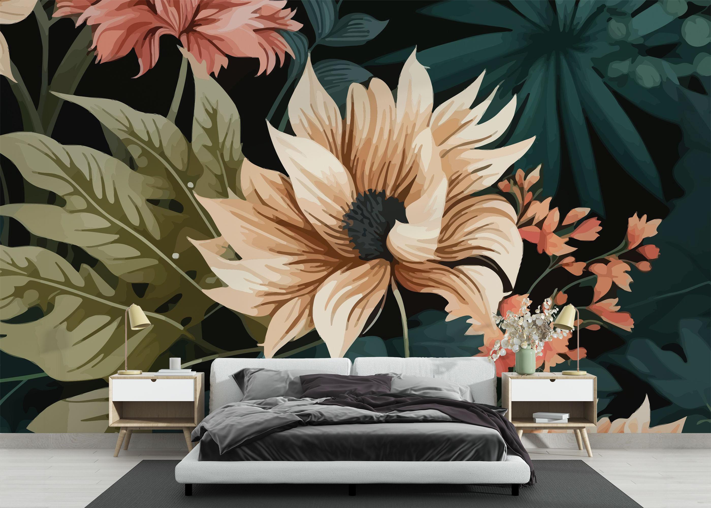 Fototapete Beautiful Cream Flower mockup 3