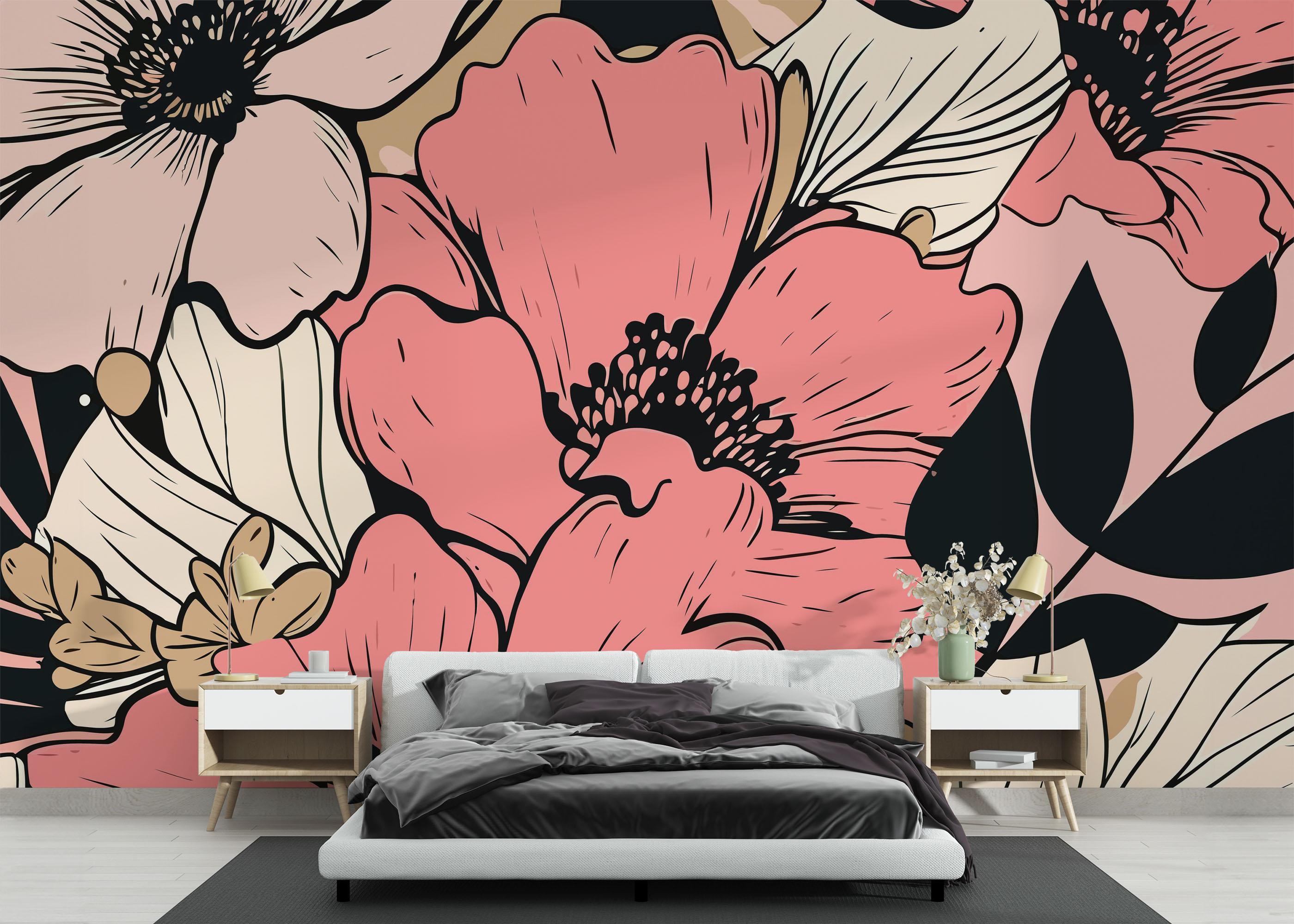 Fototapete Close Pink Flower mockup 3