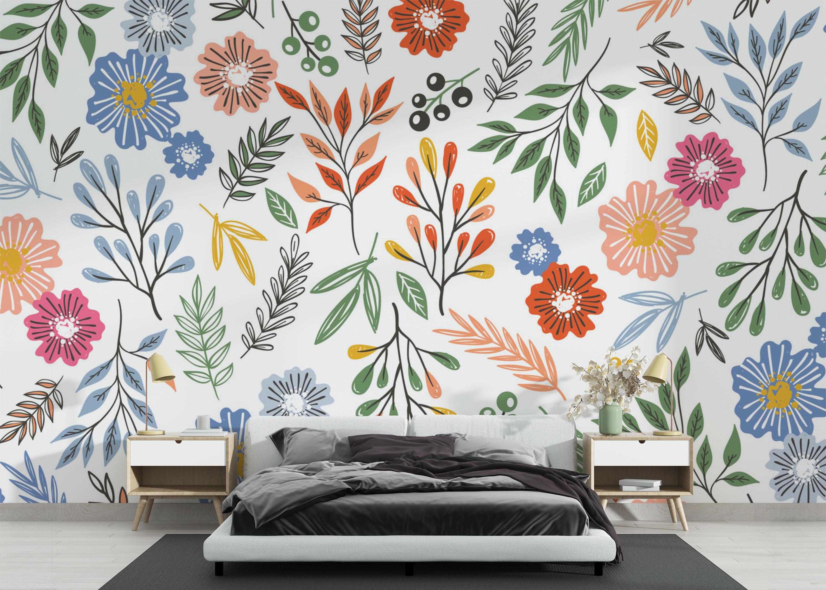 Fototapete Colored Flower Pattern mockup 3