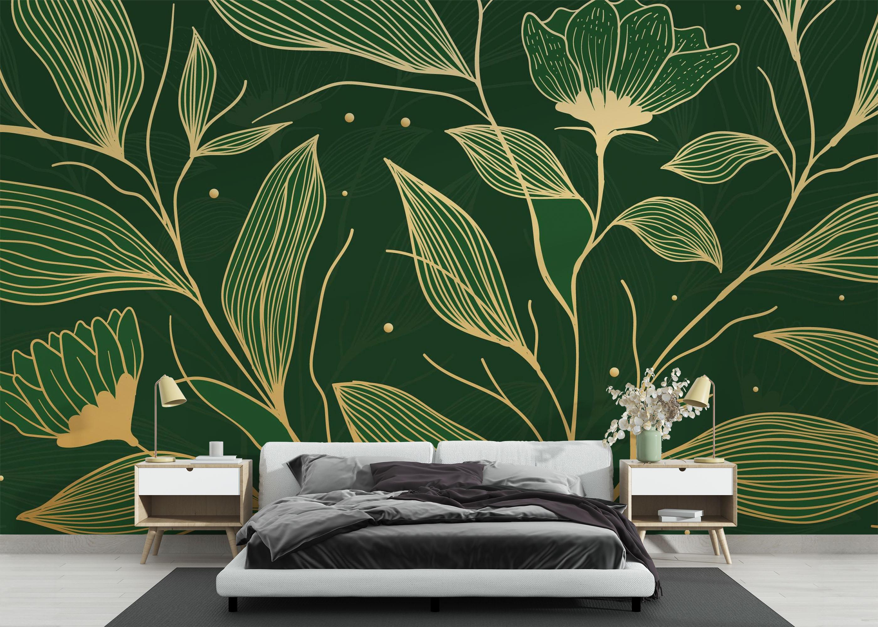 Fototapete Cream Gold Green mockup 3