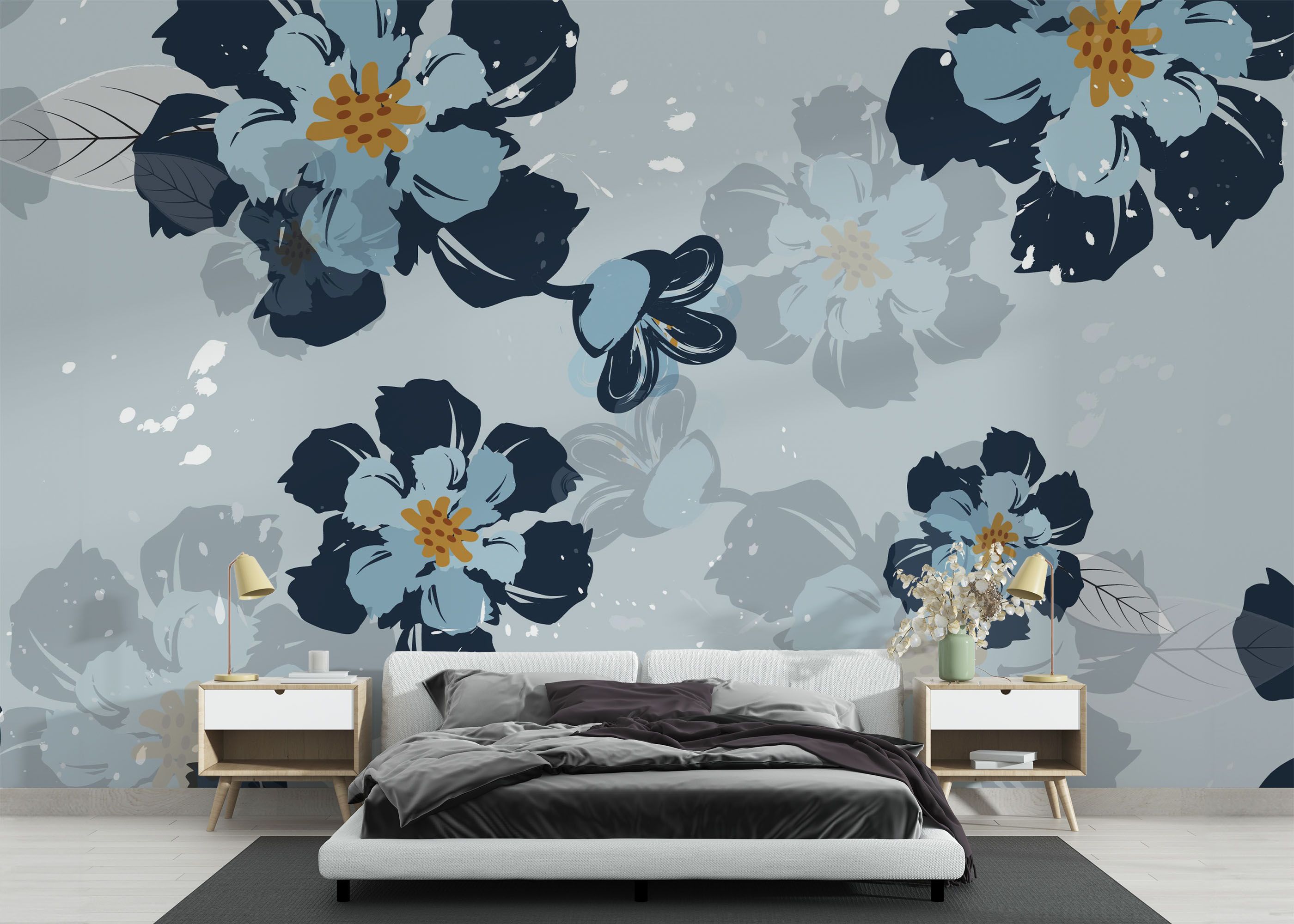 Dark Light Blue Flower mockup 3