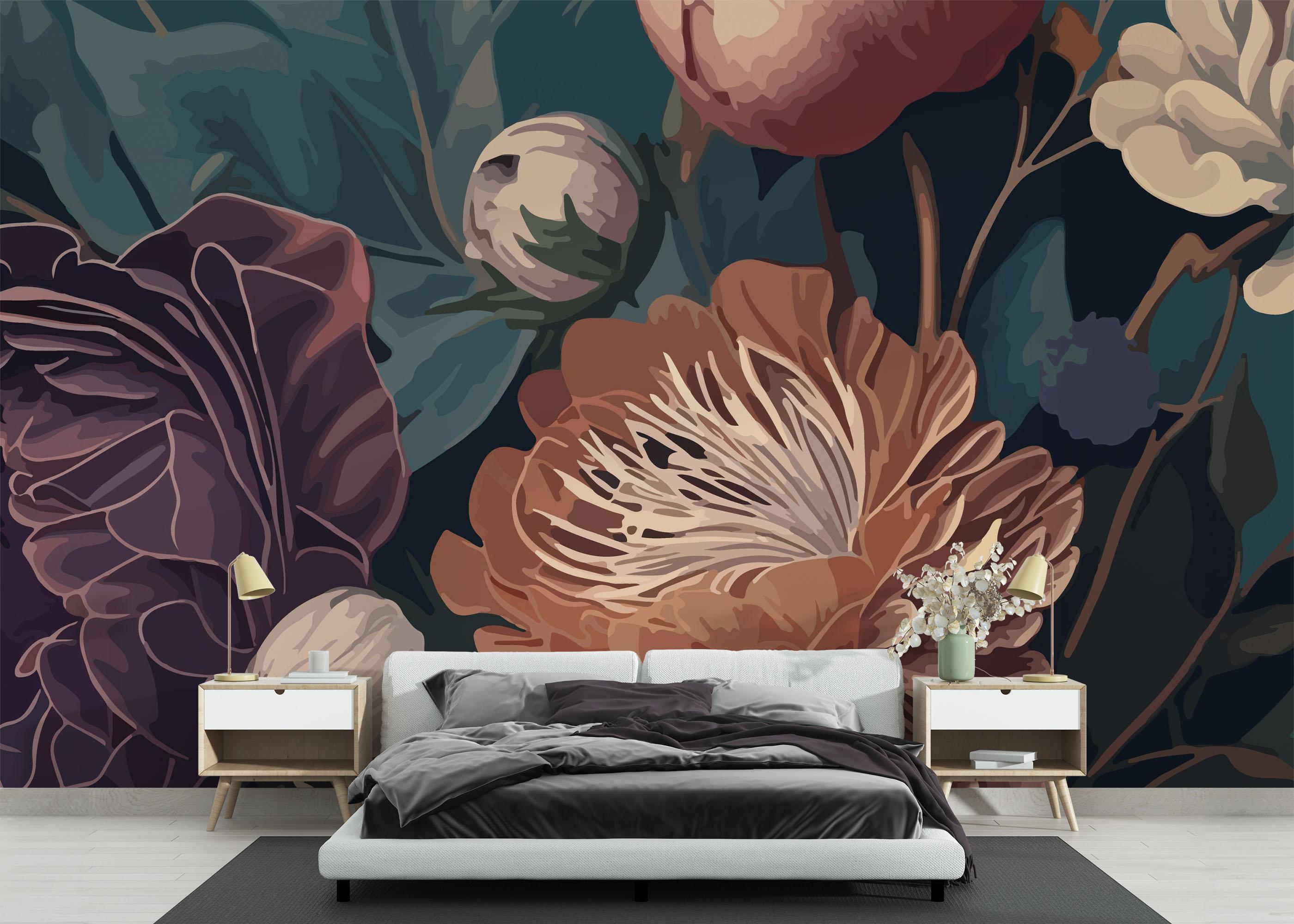 Fototapete Dark Orange Peony mockup 3