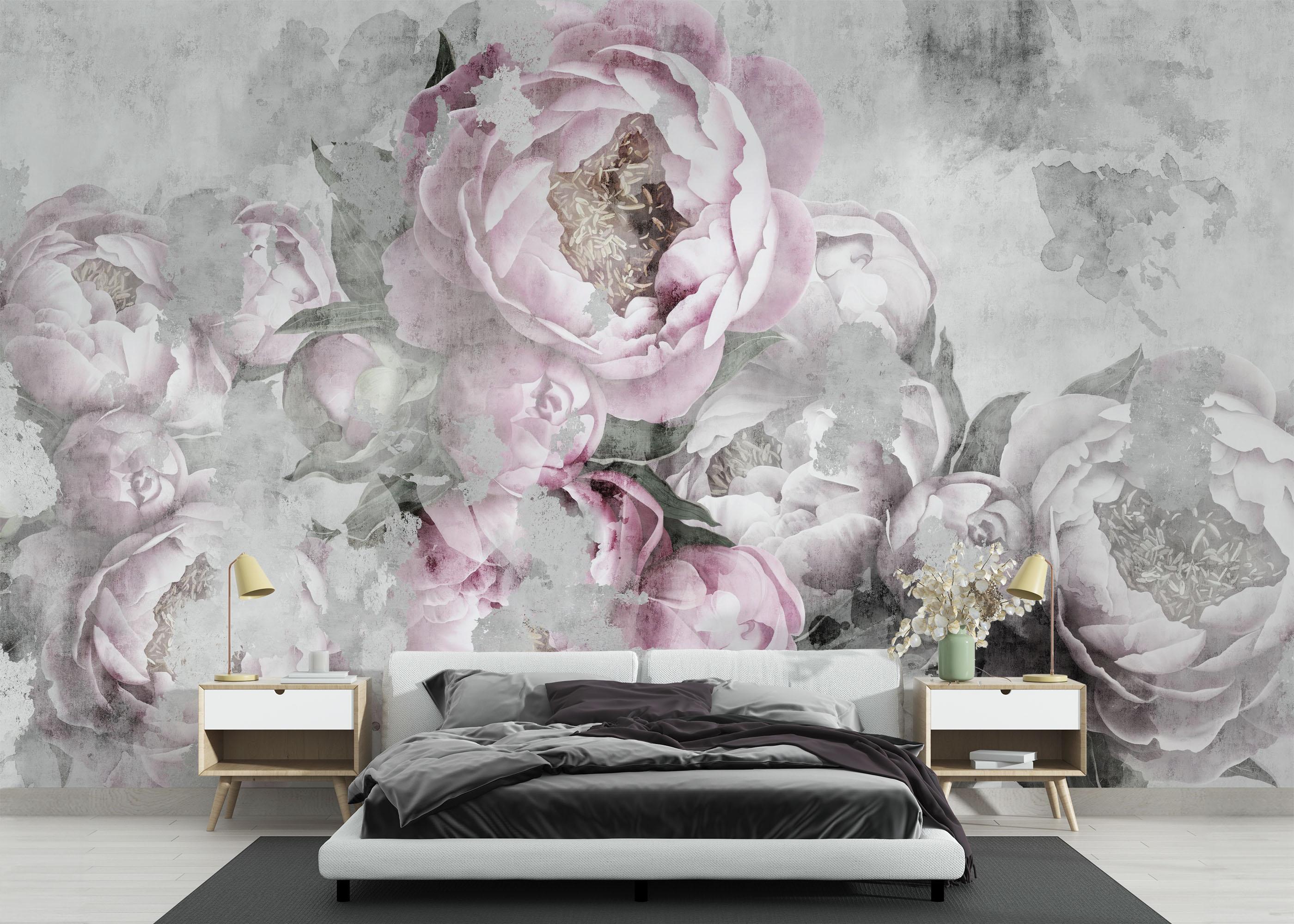 Fototapete Faded Peonies mockup 3