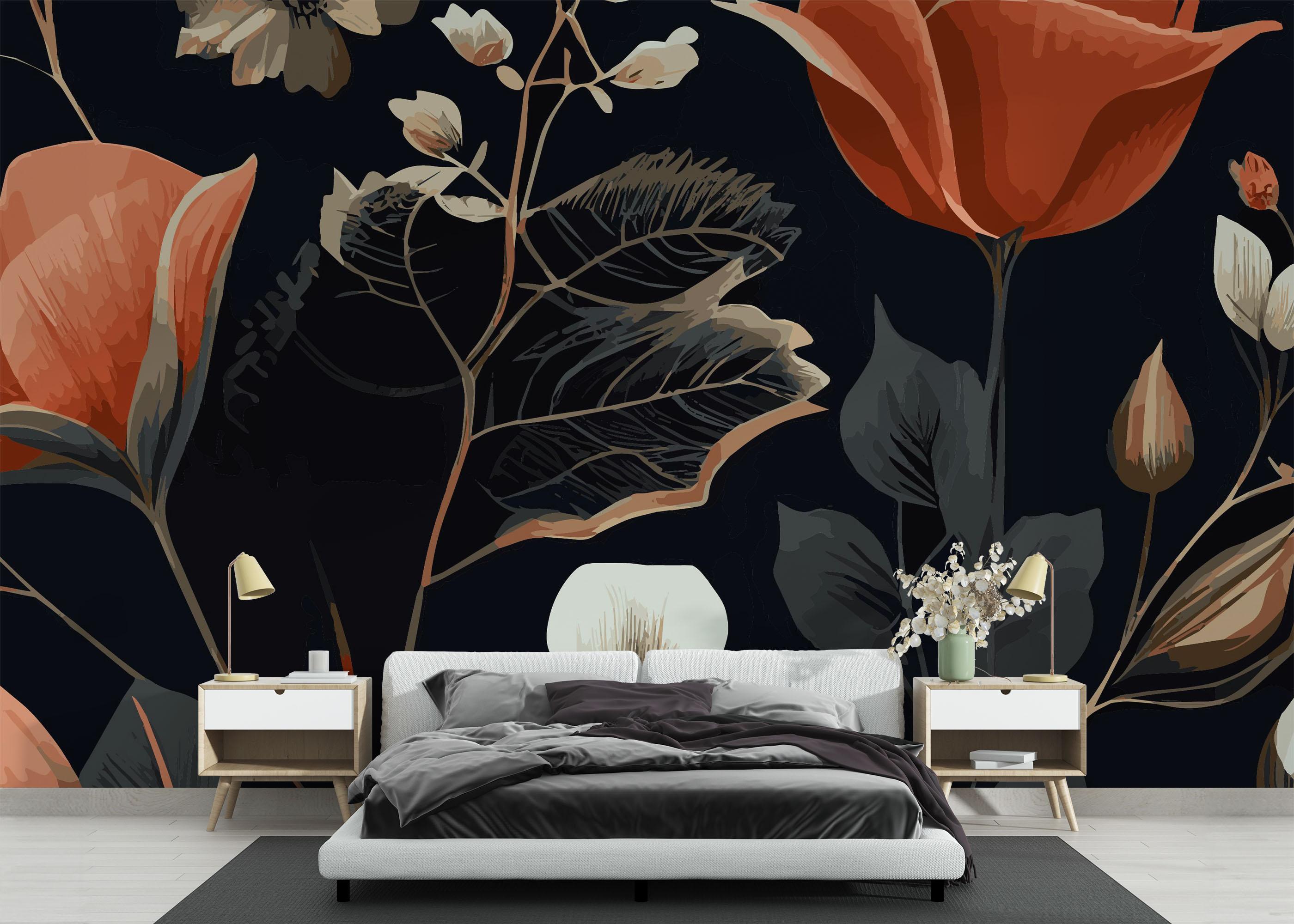 Fototapete Grey Leaf Tulip mockup 3