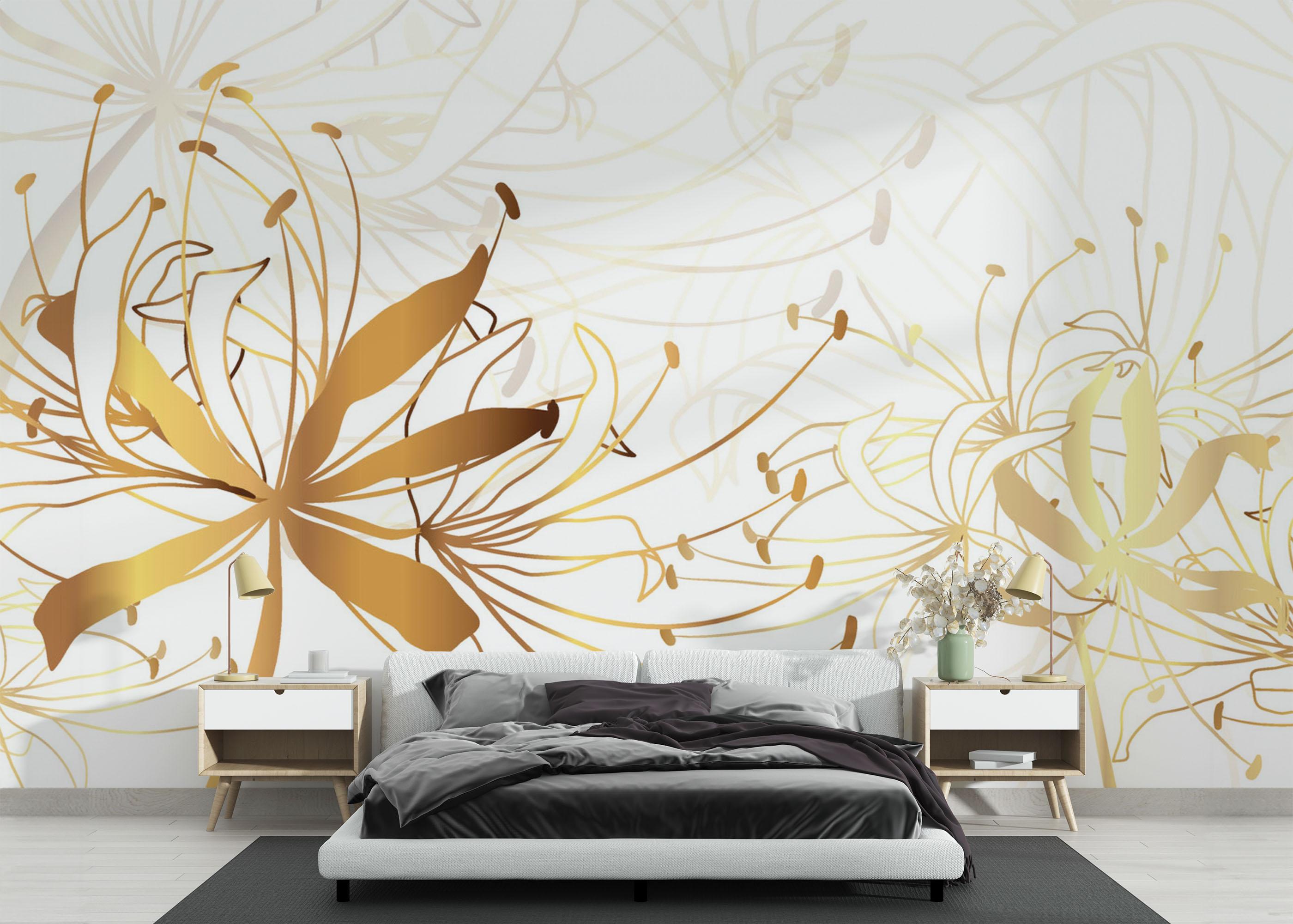 Fototapete Luxury Gold Floral mockup 3