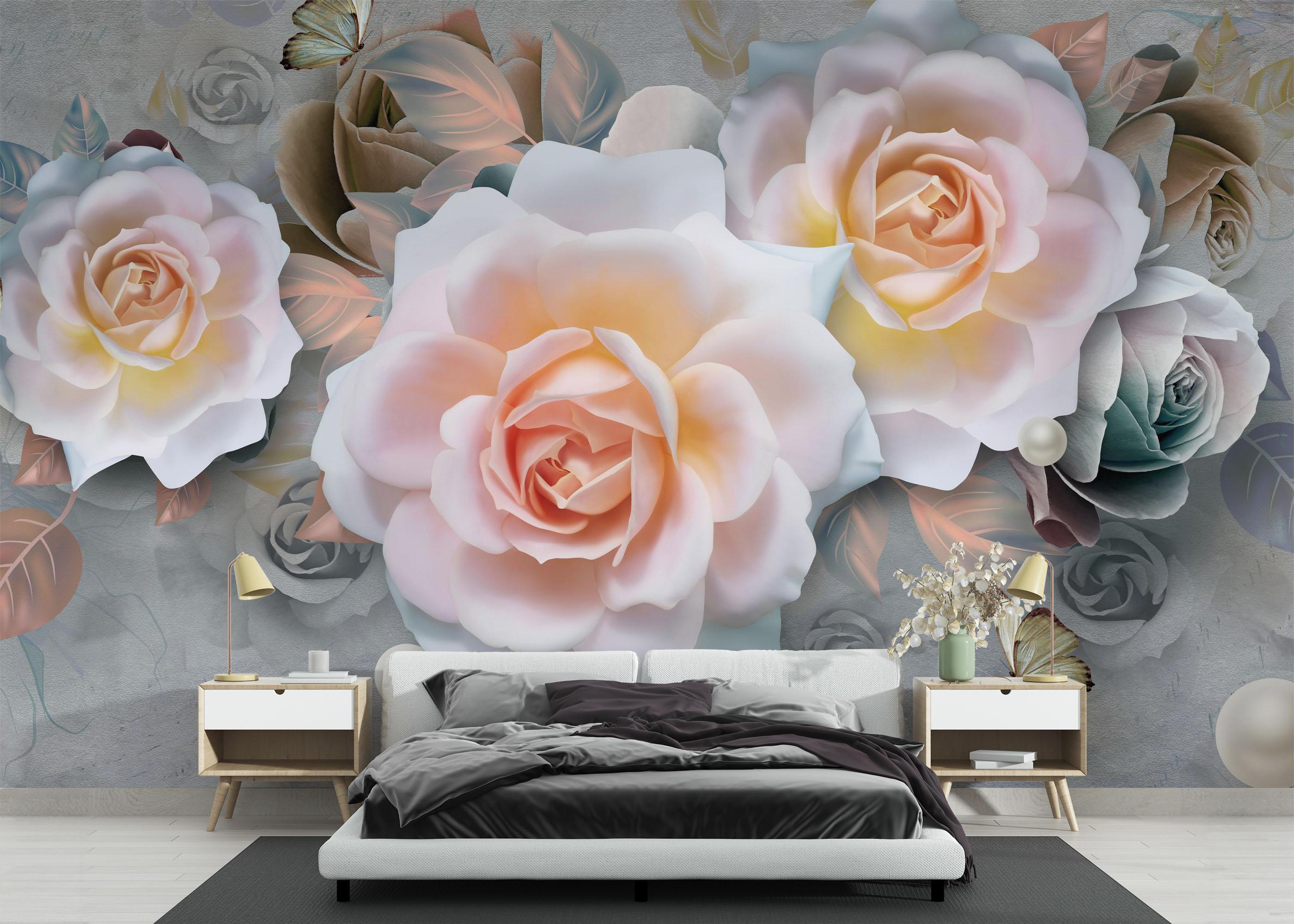 Fototapete Marzipan Rose mockup 3