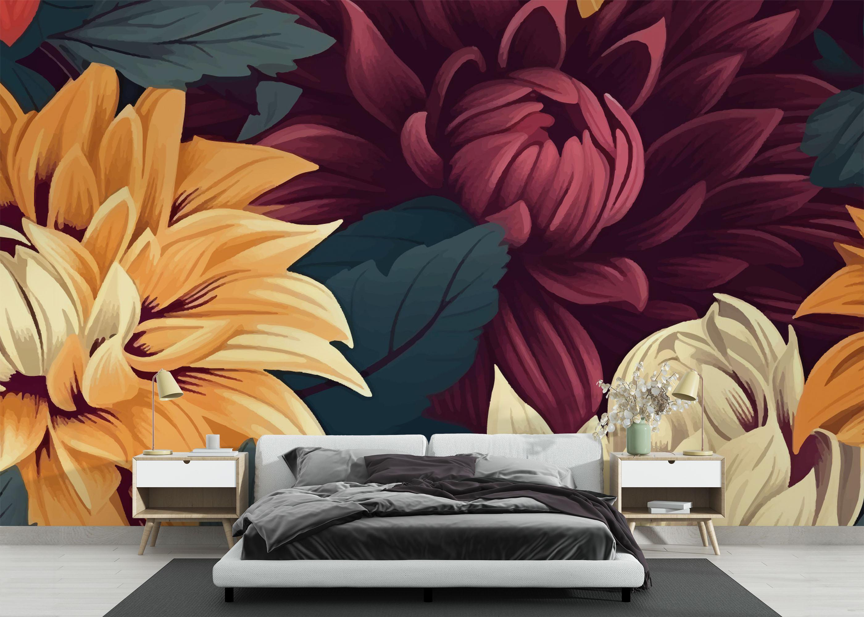 Fototapete Yellow Cream Flower mockup 3