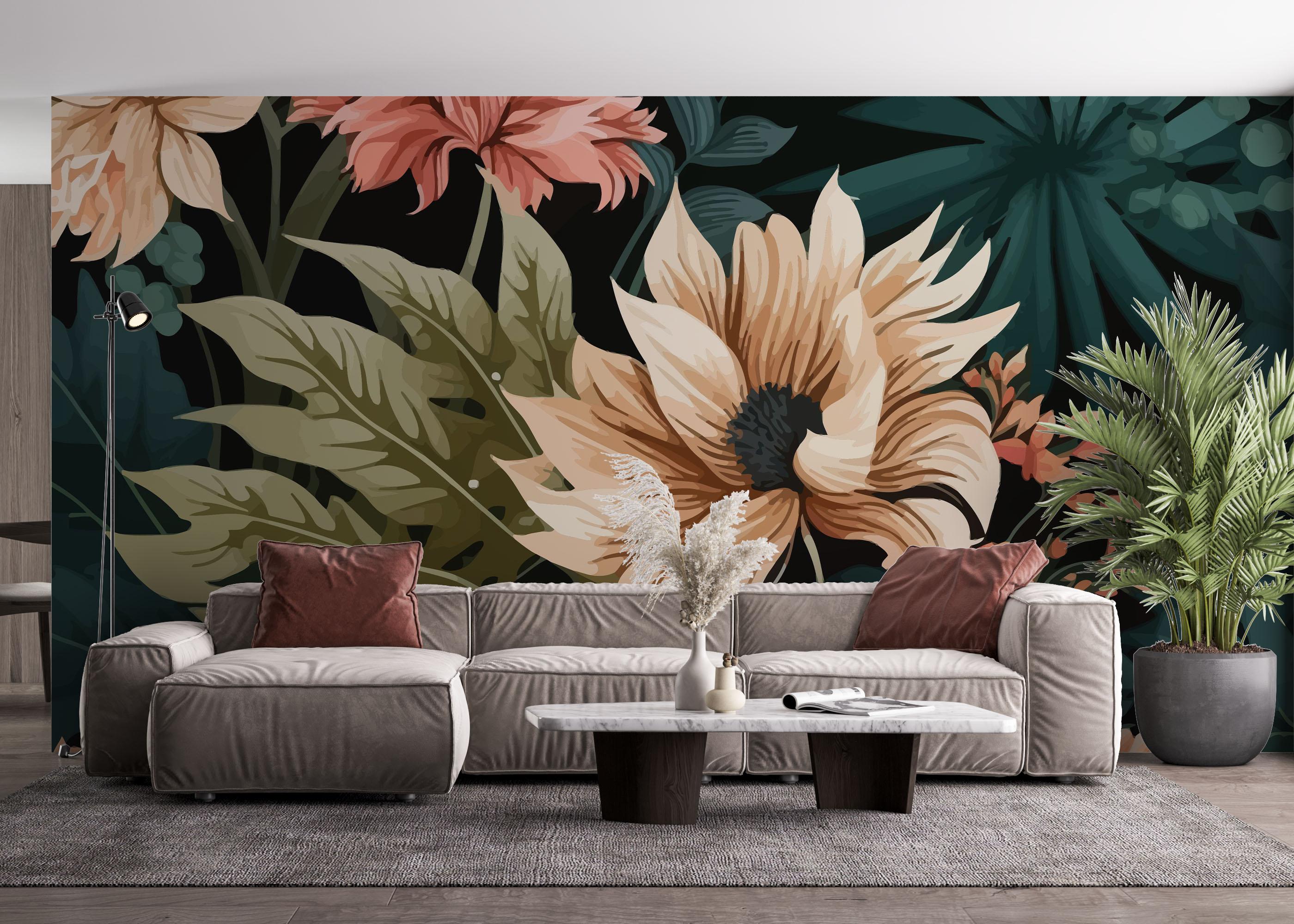 Fototapete Beautiful Cream Flower mockup 4