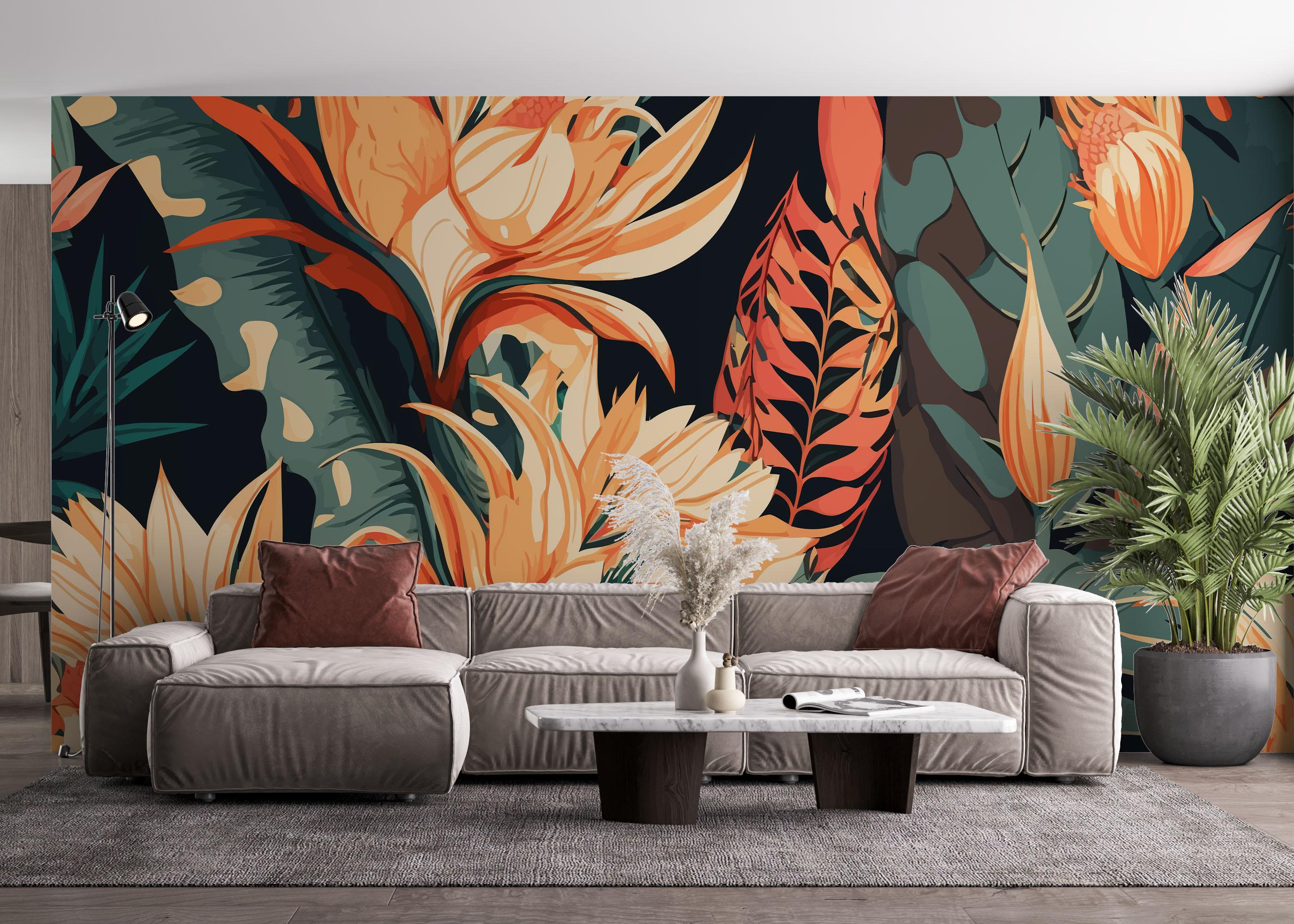 Fototapete Big Orange Plant mockup 4