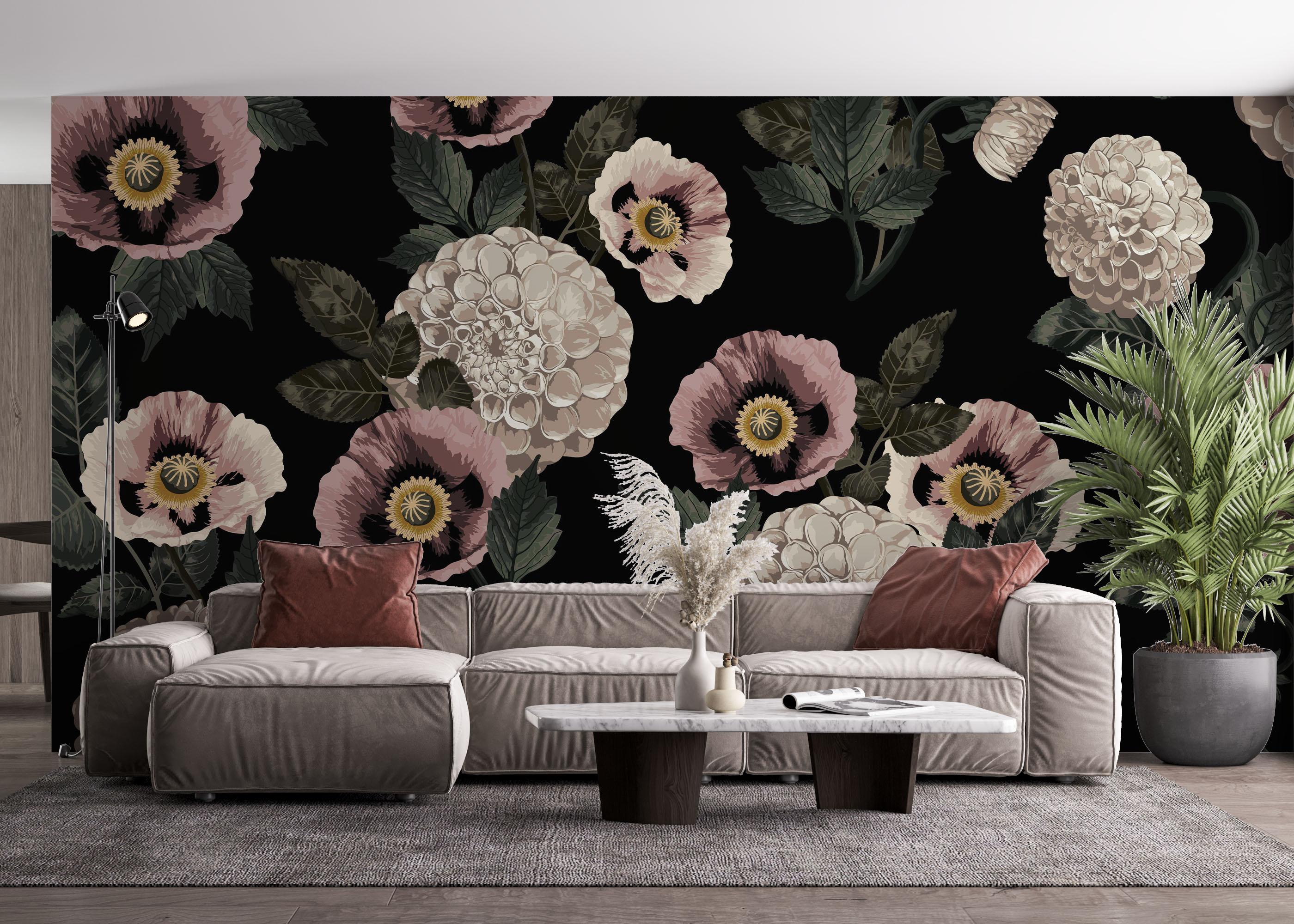 Fototapete Black Pink Poppy mockup 4