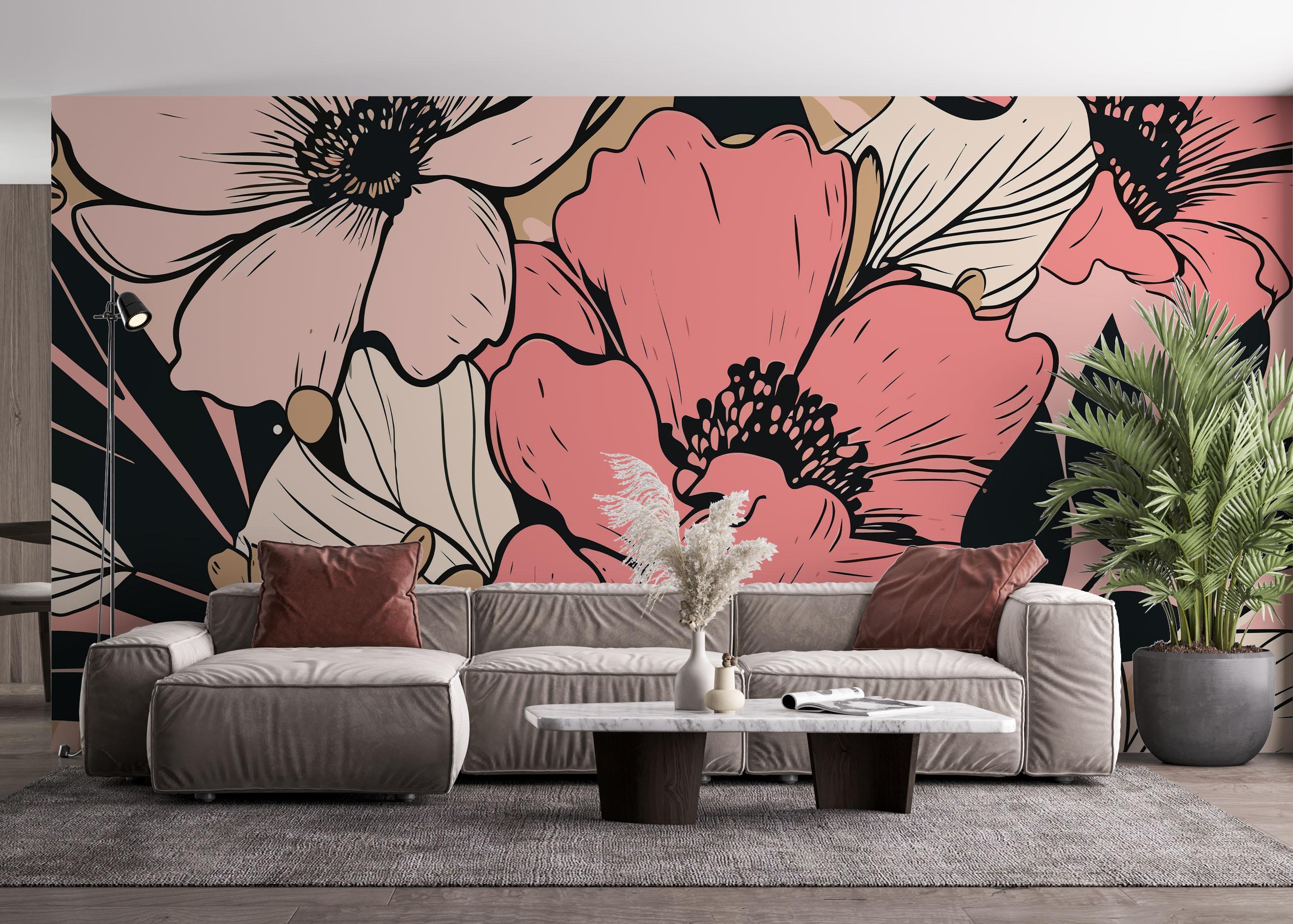 Fototapete Close Pink Flower mockup 4