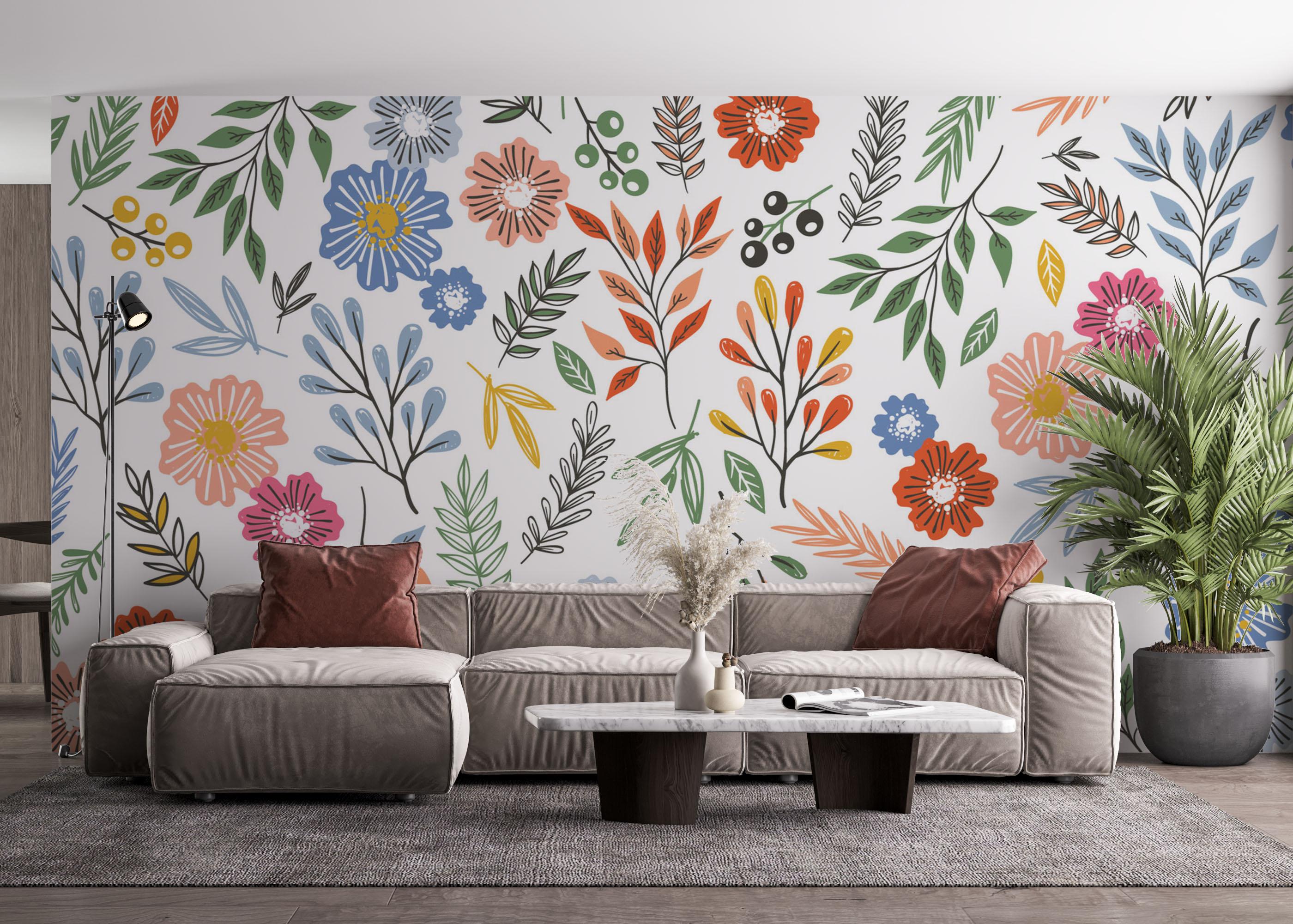 Fototapete Colored Flower Pattern mockup 4