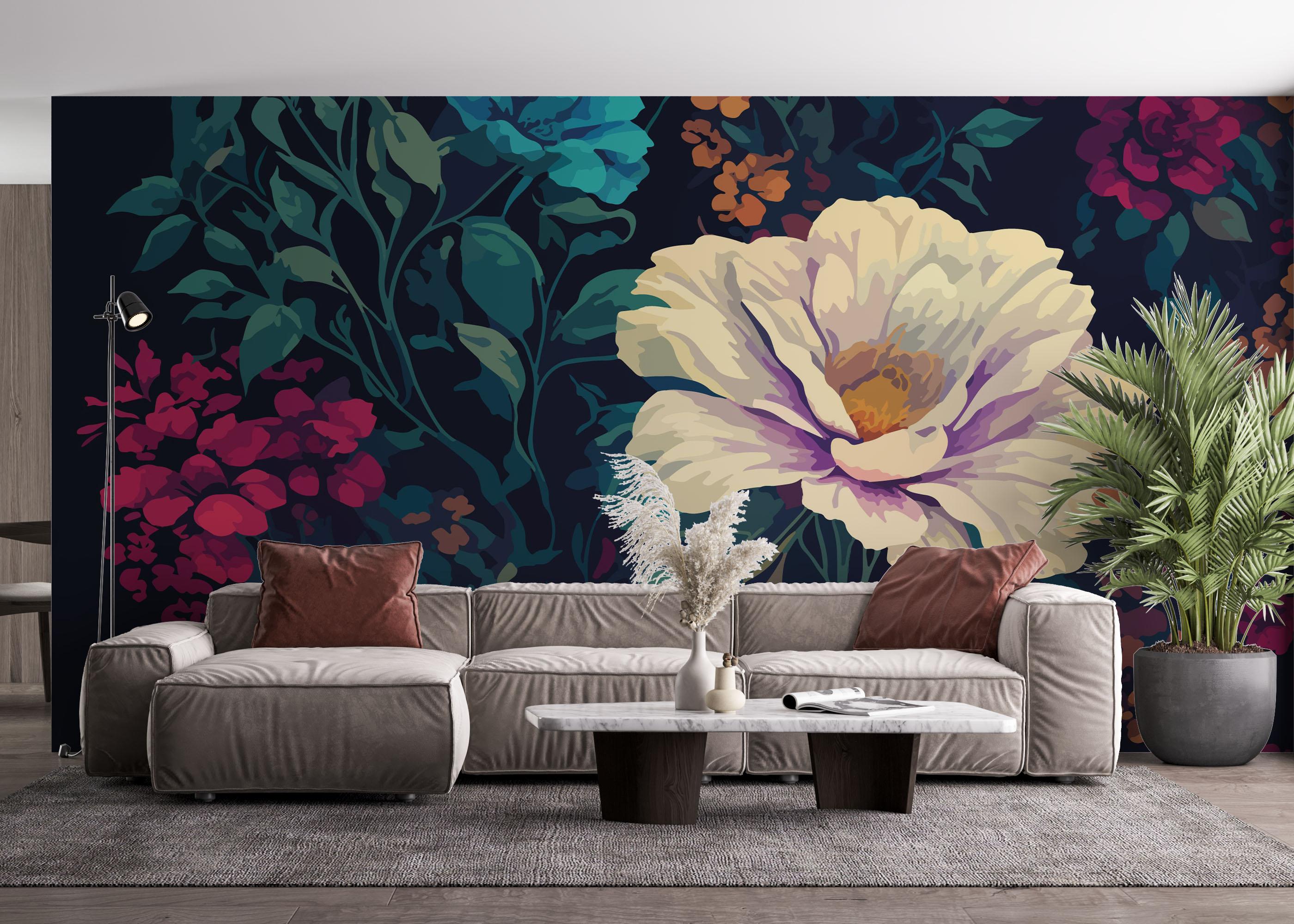 Fototapete Colorful Flowers Art mockup 4