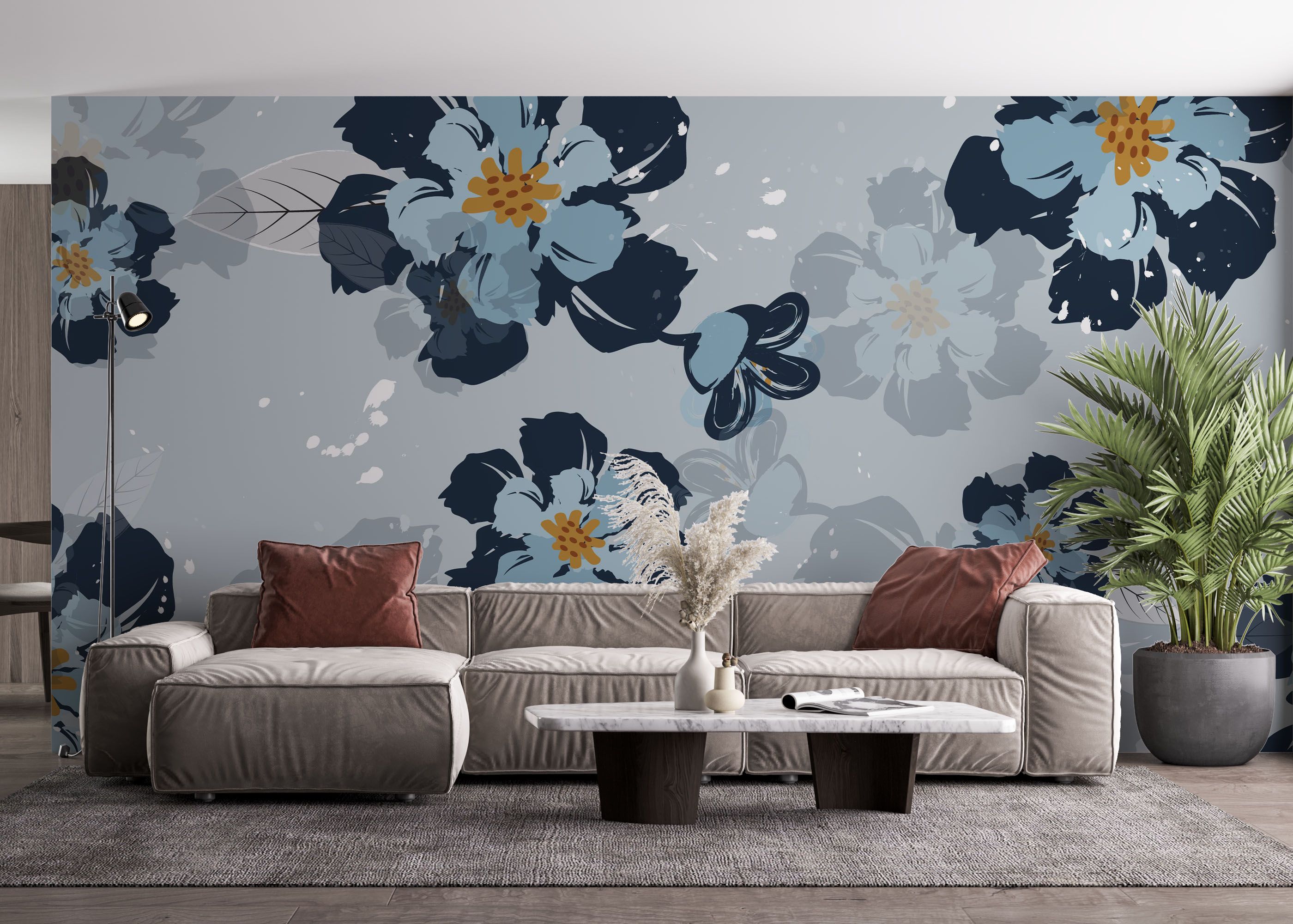 Dark Light Blue Flower mockup 4