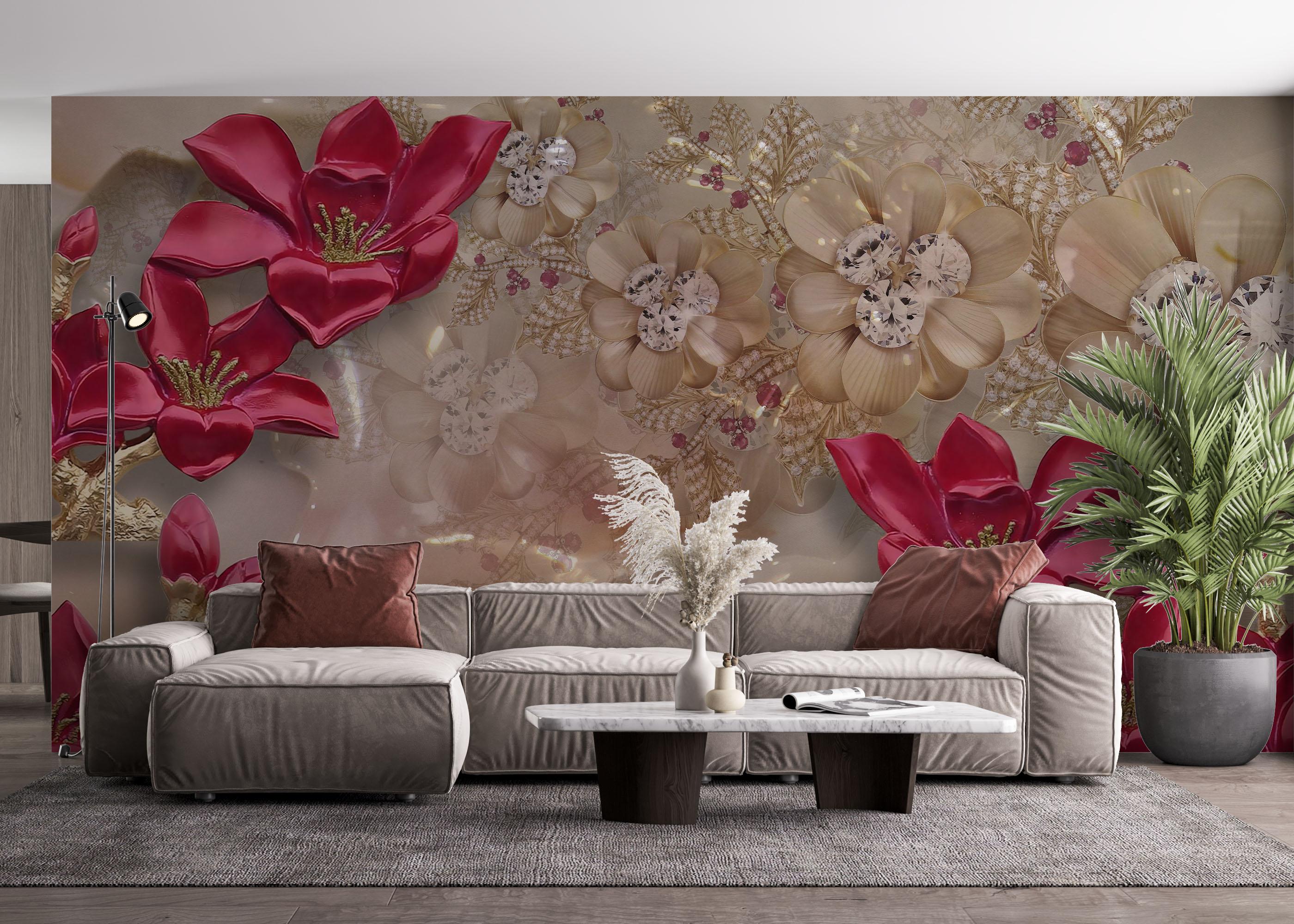 Fototapete Diamond Flowers mockup 4