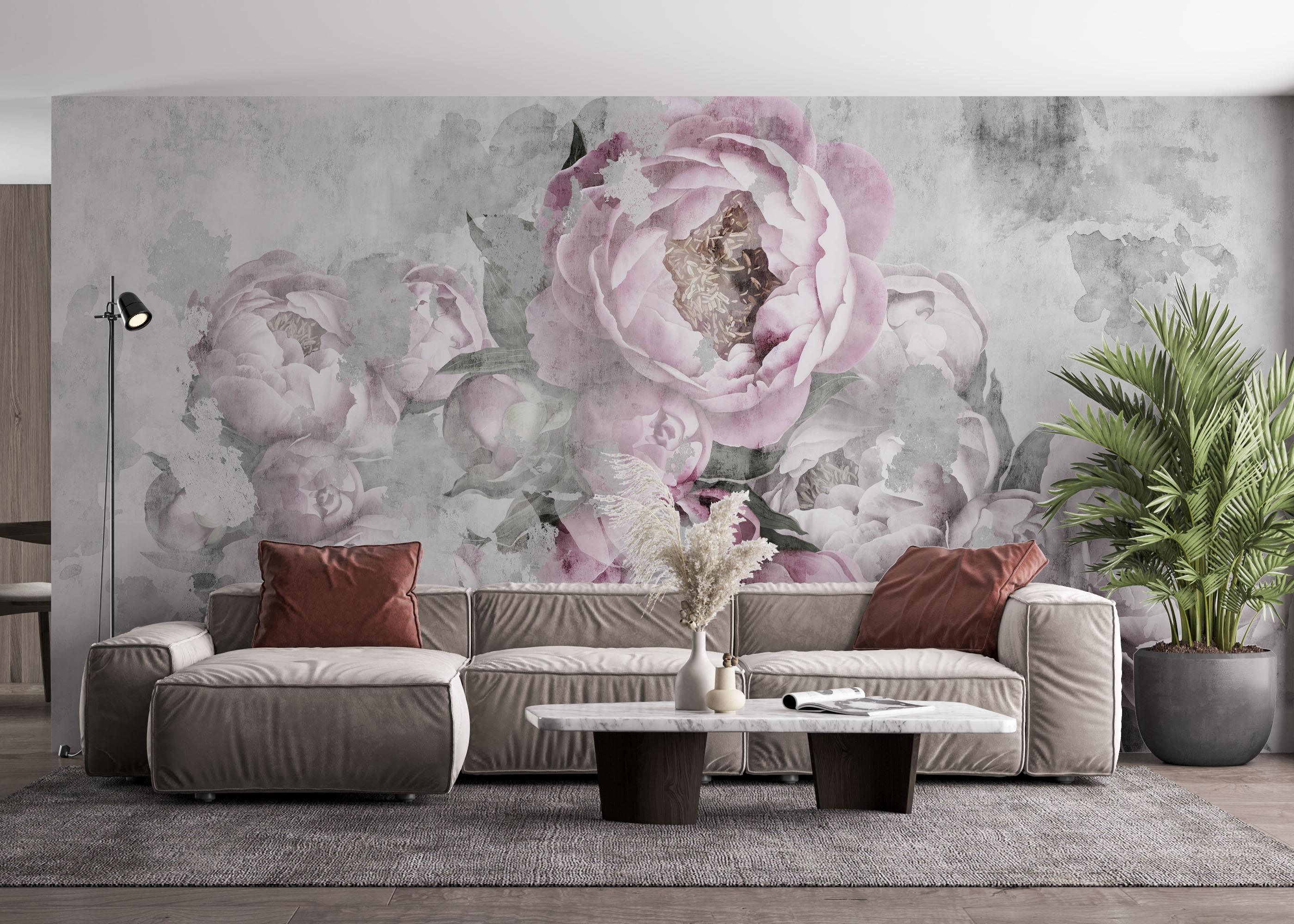 Fototapete Faded Peonies mockup 4