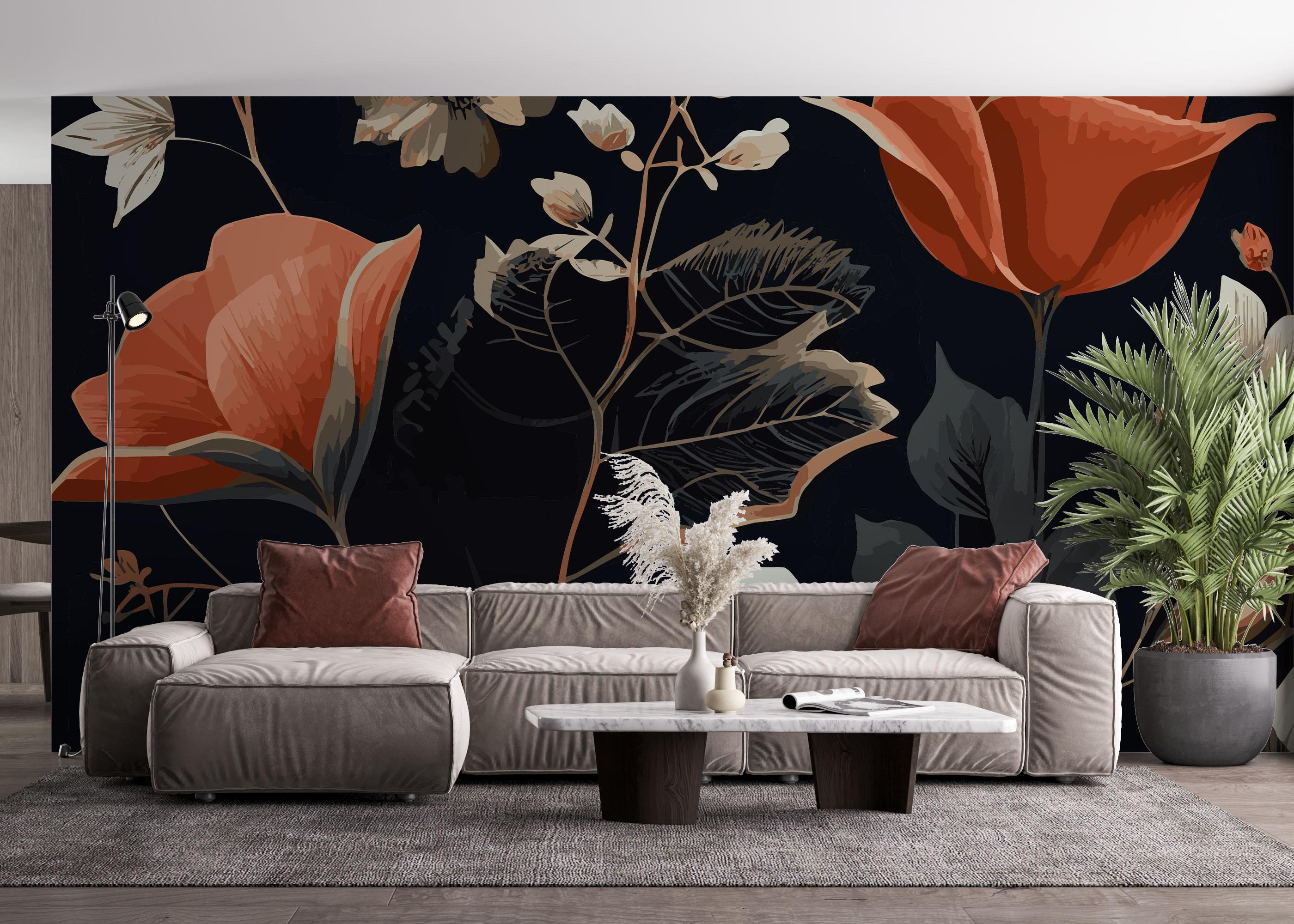 Fototapete Grey Leaf Tulip mockup 4