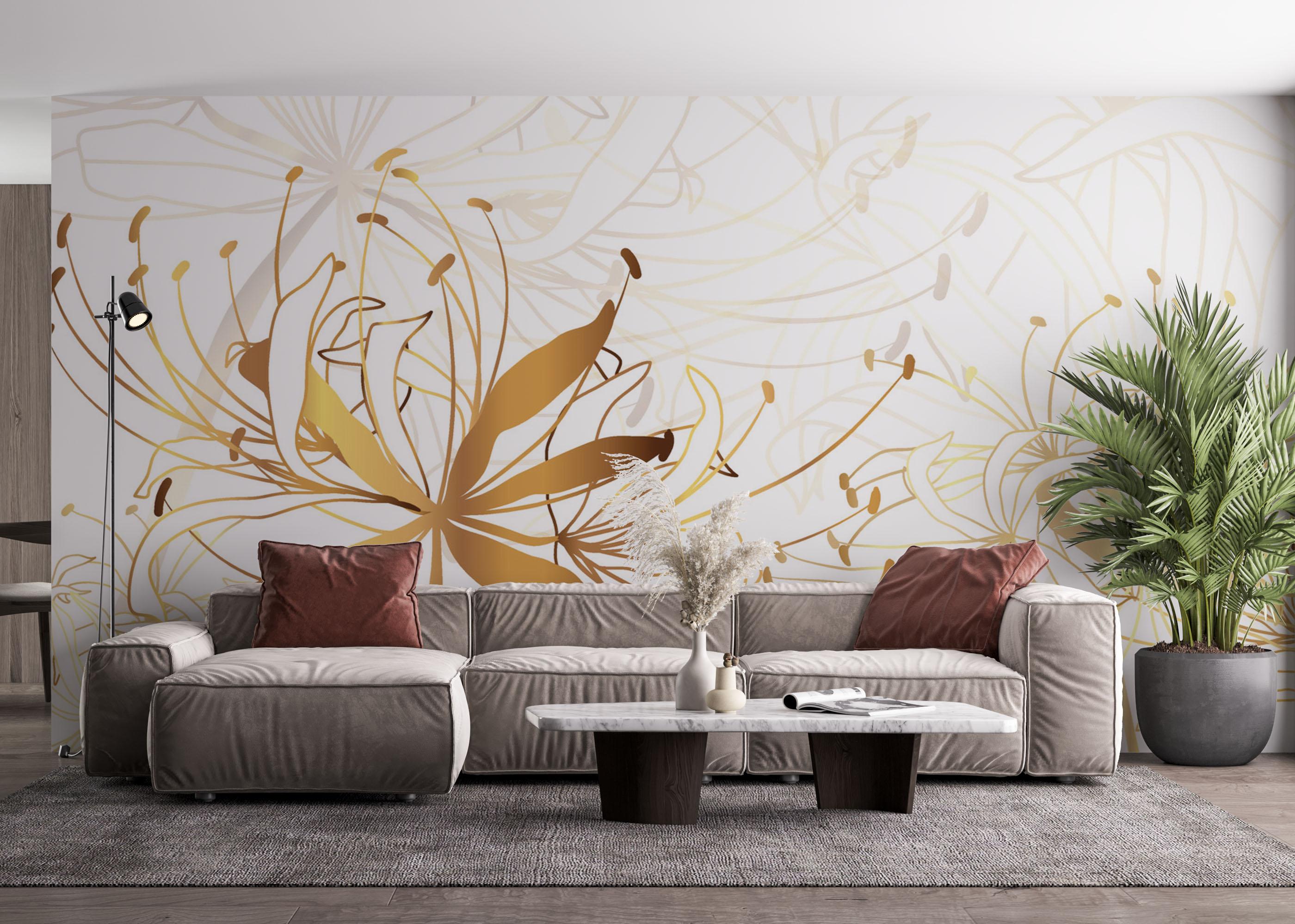 Fototapete Luxury Gold Floral mockup 4
