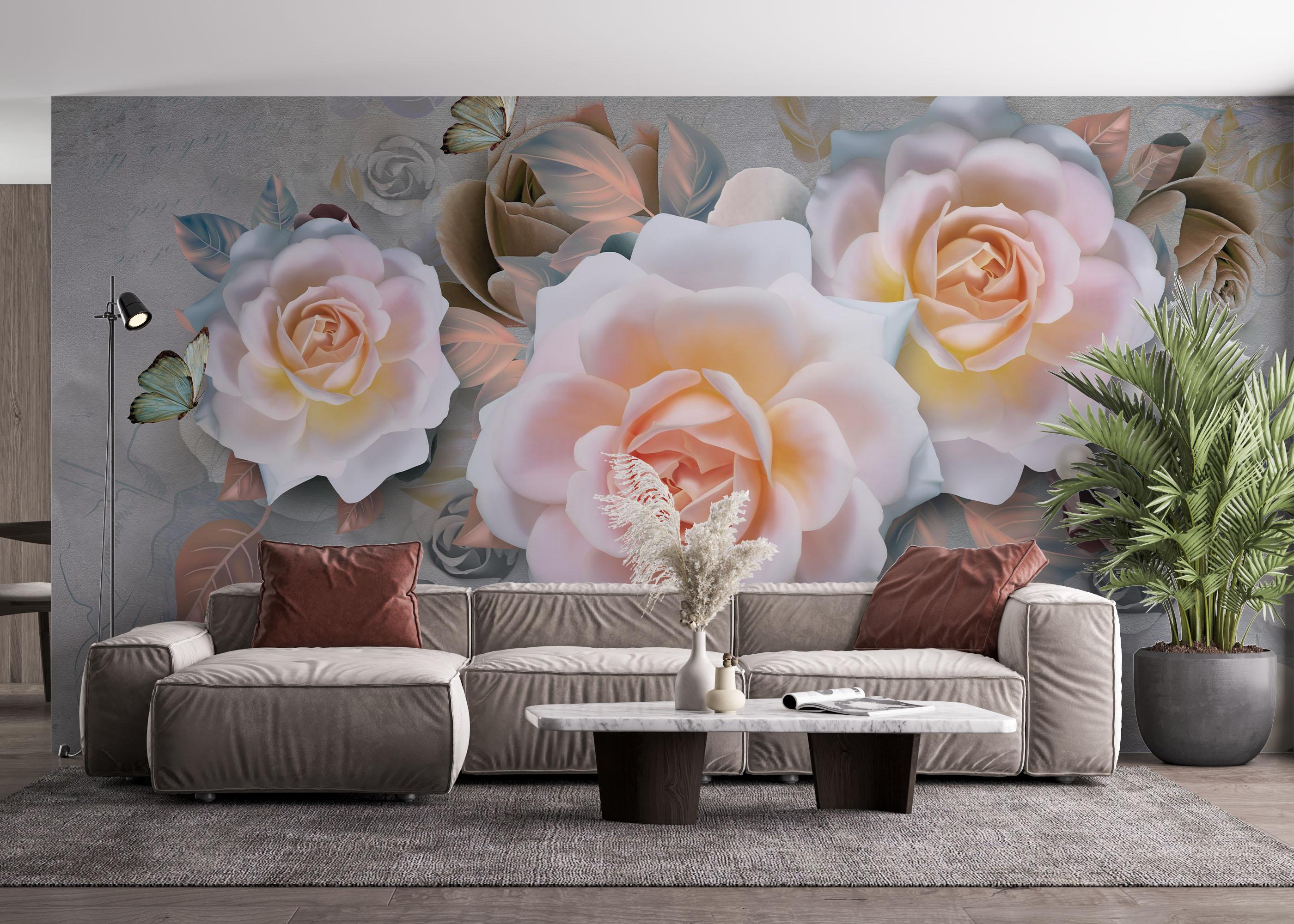 Fototapete Marzipan Rose mockup 4